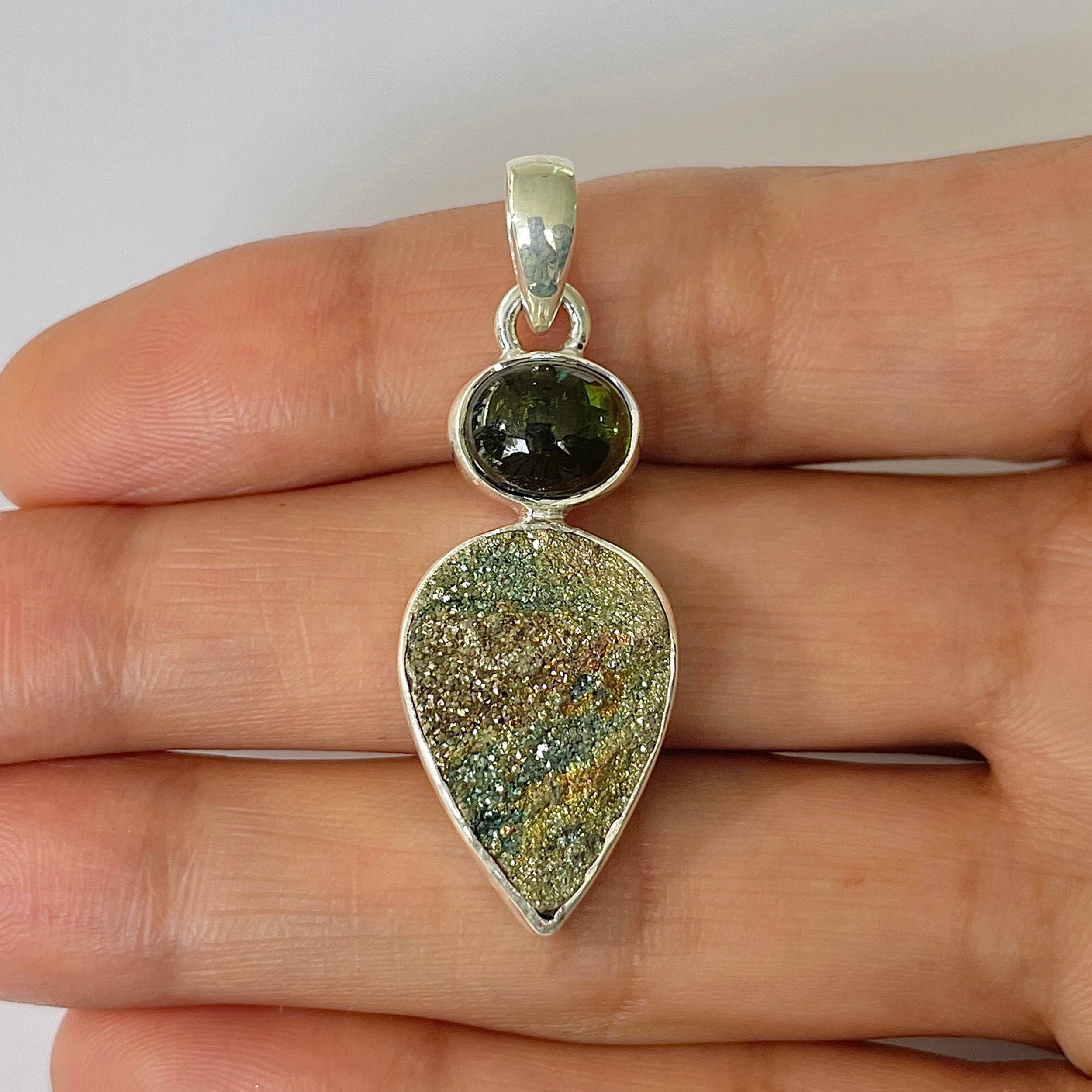 Spectropyrite Druzy Pendant-(SPD-1-5)