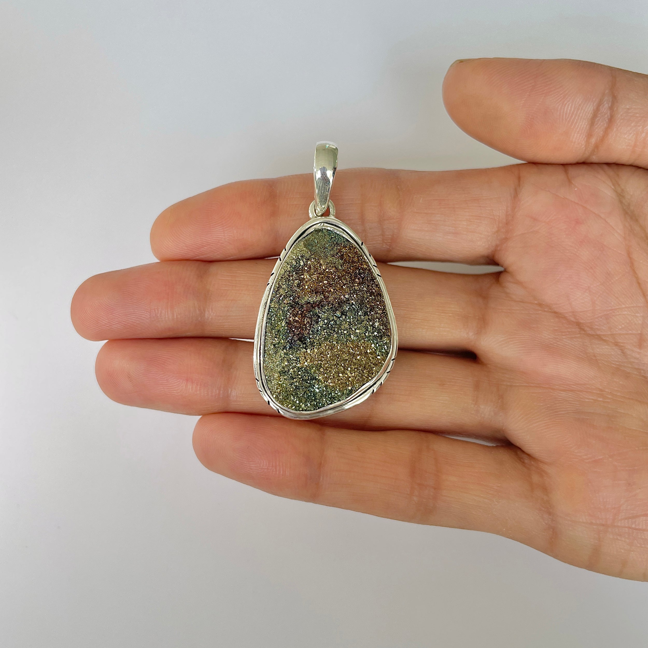 Spectropyrite Druzy Pendant-(SPD-1-51)