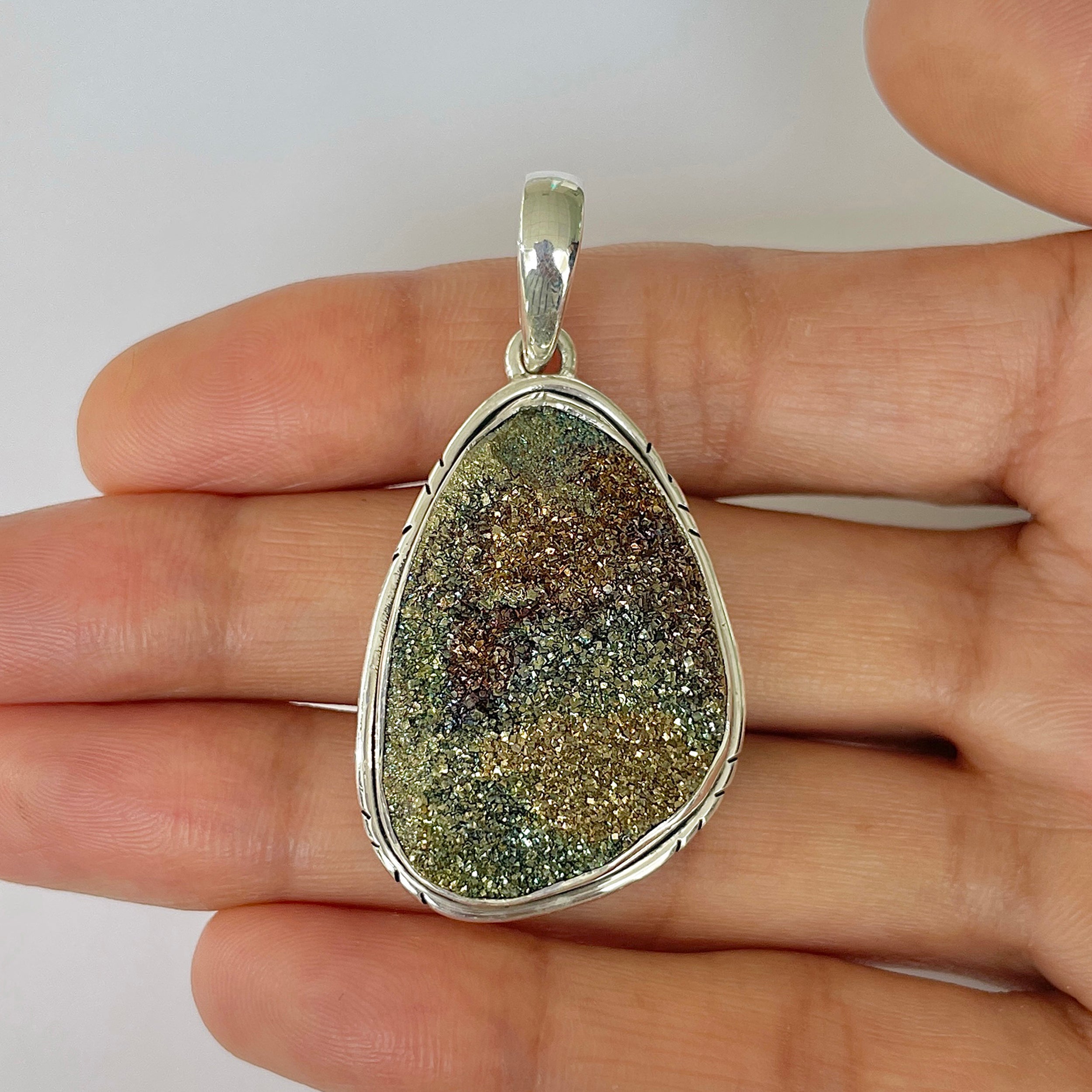 Spectropyrite Druzy Pendant-(SPD-1-51)