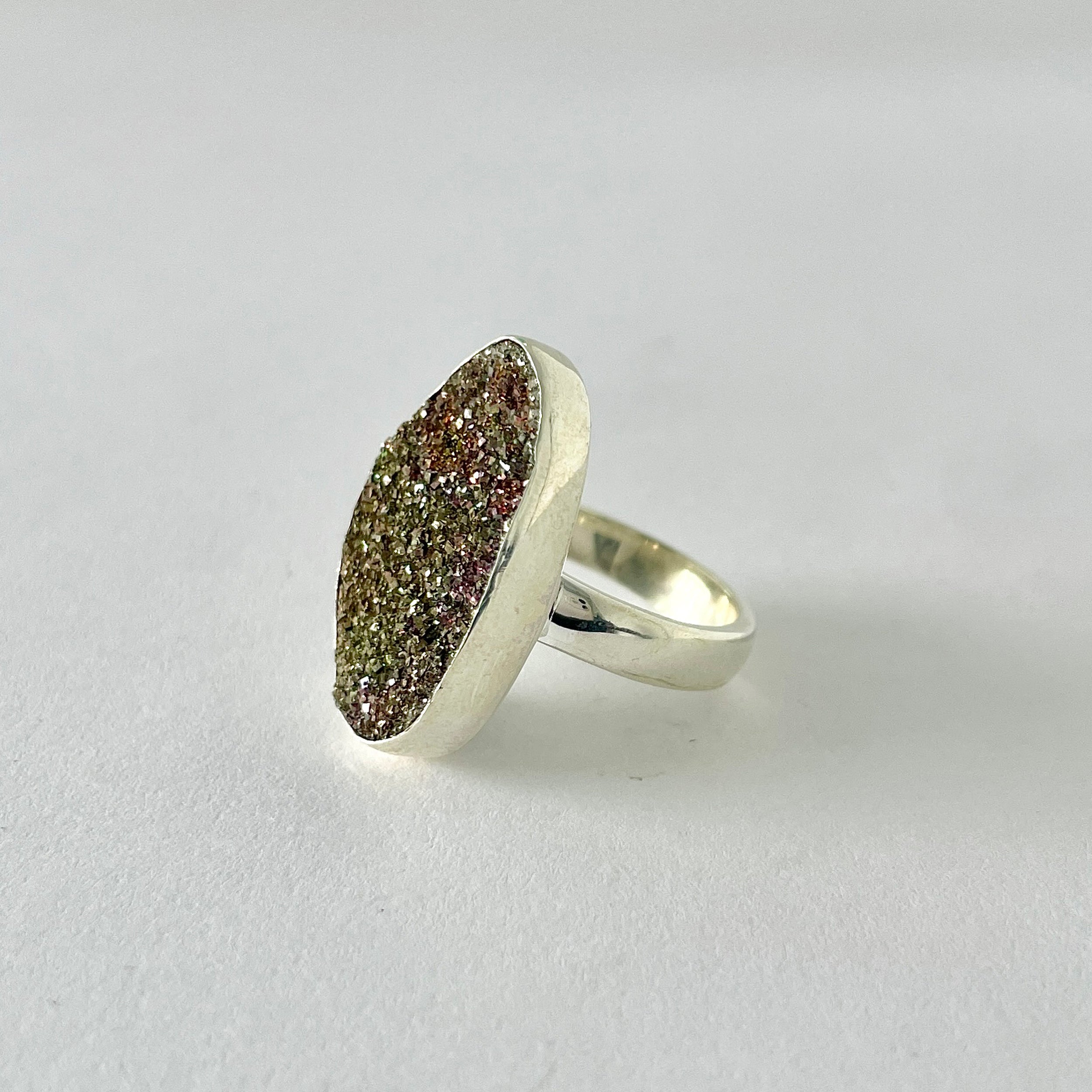 Spectropyrite Druzy Ring-(SPD-2-1)