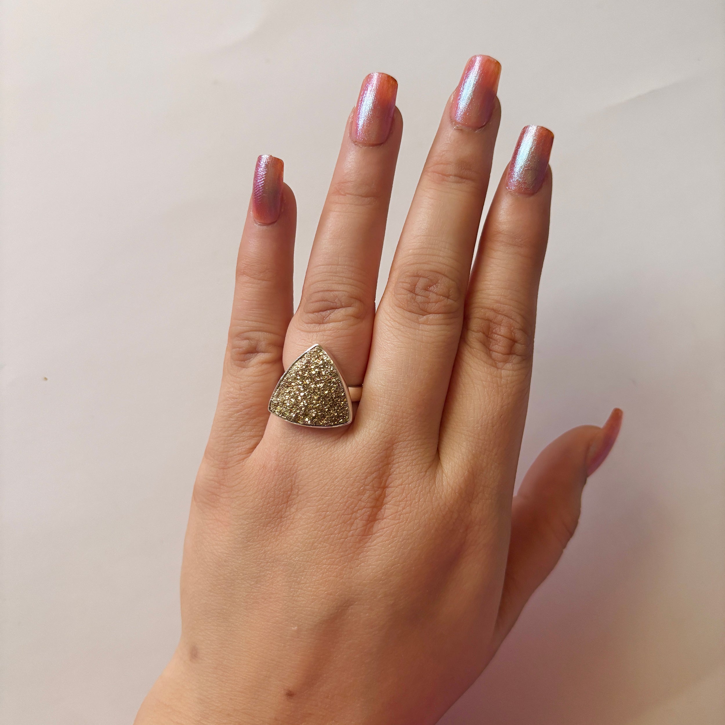 Spectropyrite Druzy Ring-(SPD-2-12)
