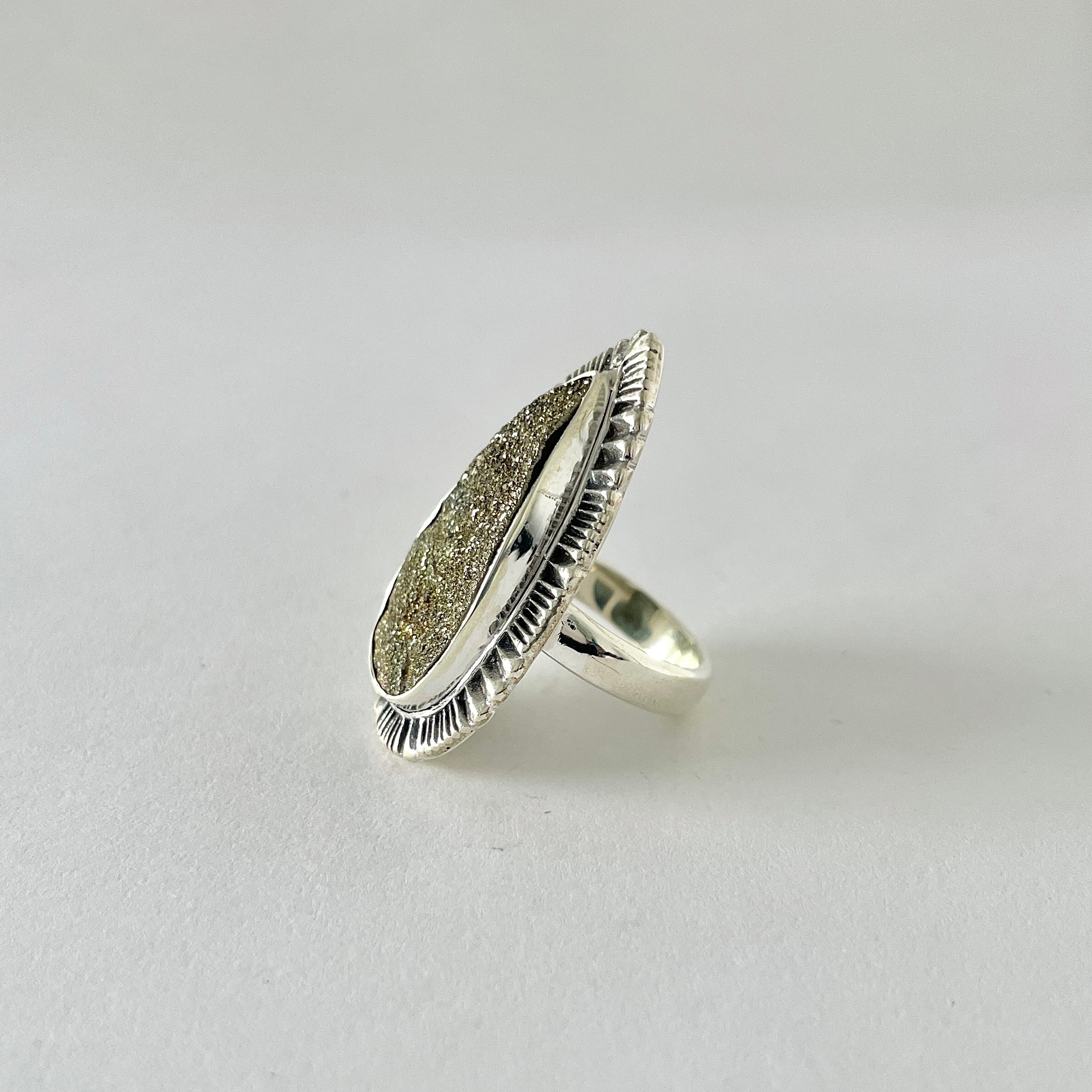 Spectropyrite Druzy Ring-(SPD-2-17)