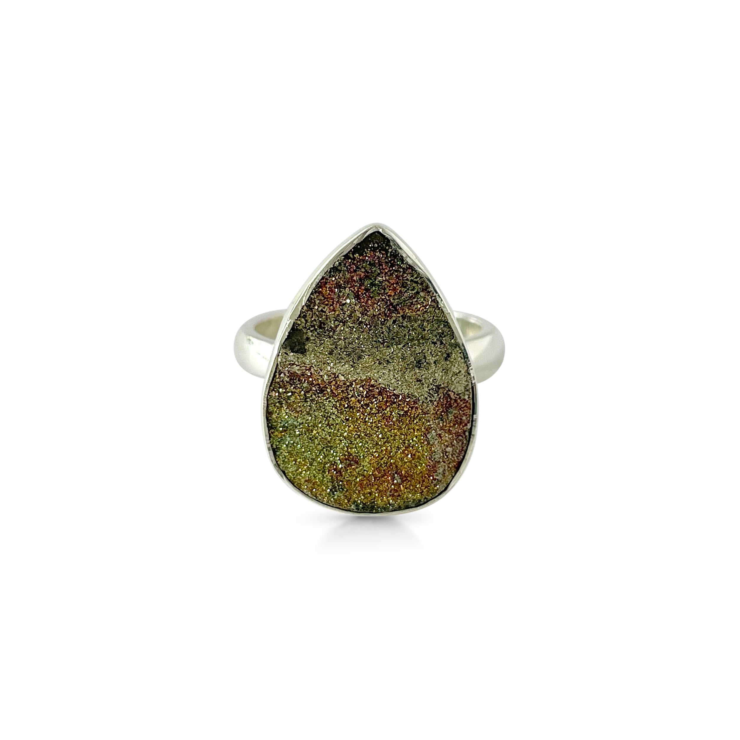 Spectropyrite Druzy Ring-(SPD-2-19)