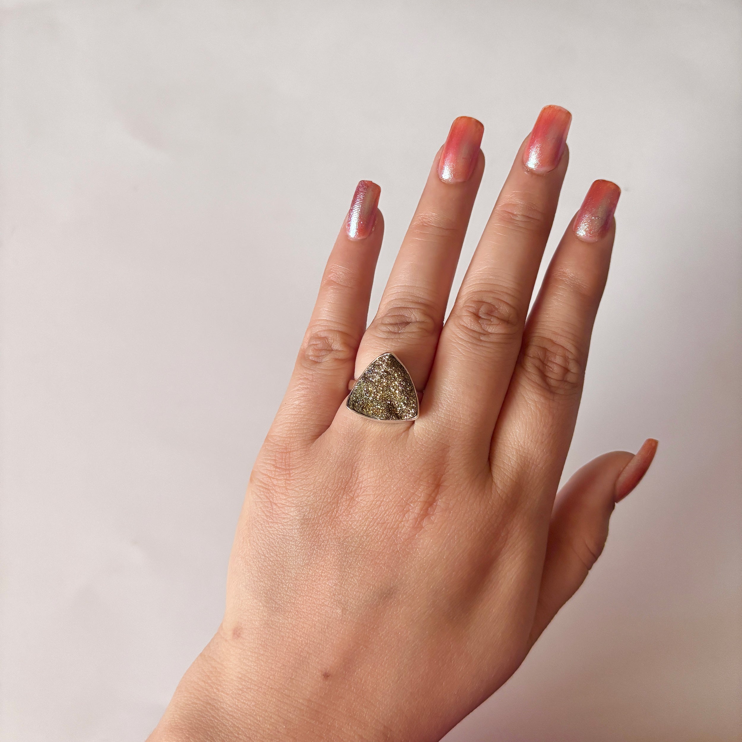 Spectropyrite Druzy Ring-(SPD-2-20)