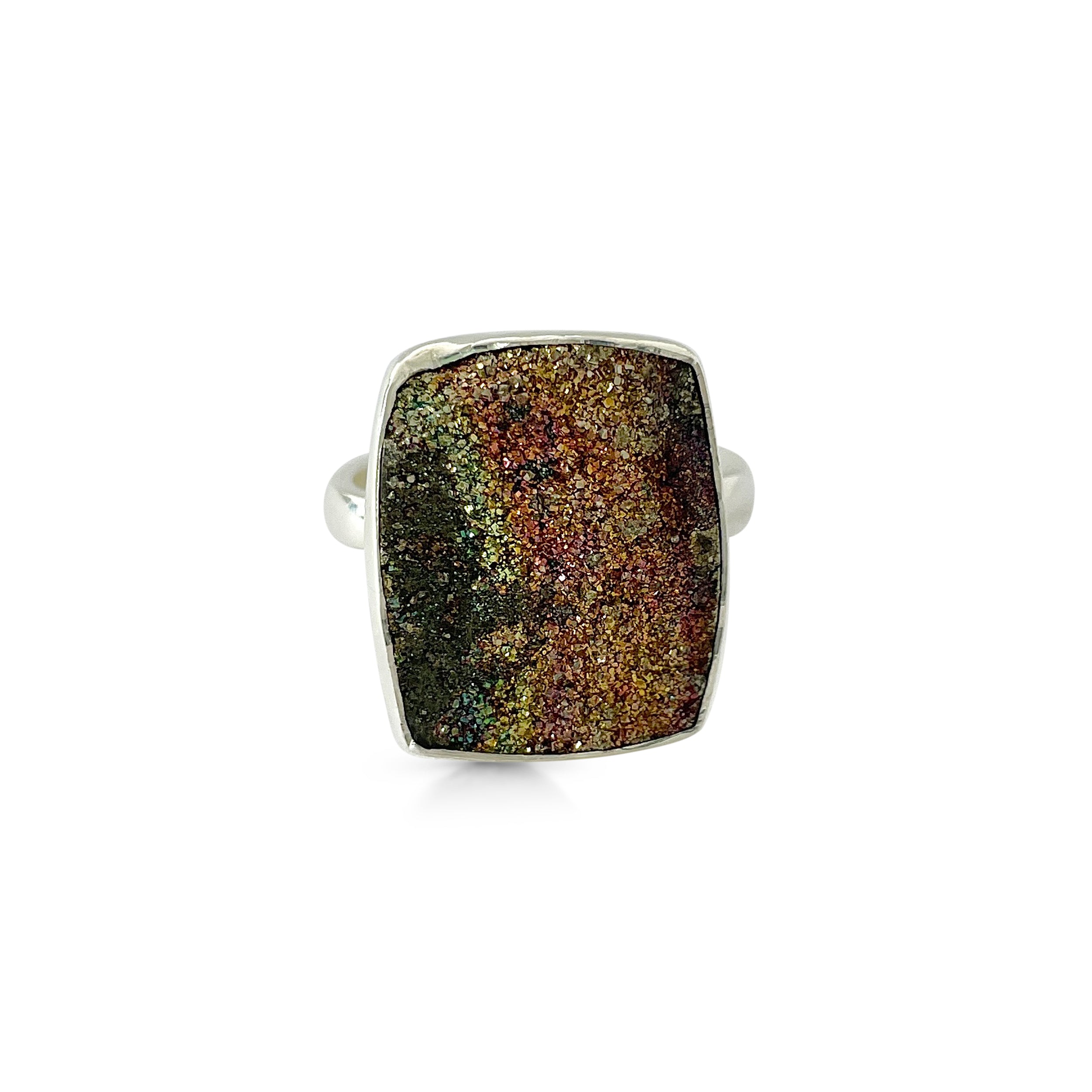 Spectropyrite Druzy Ring-(SPD-2-30)