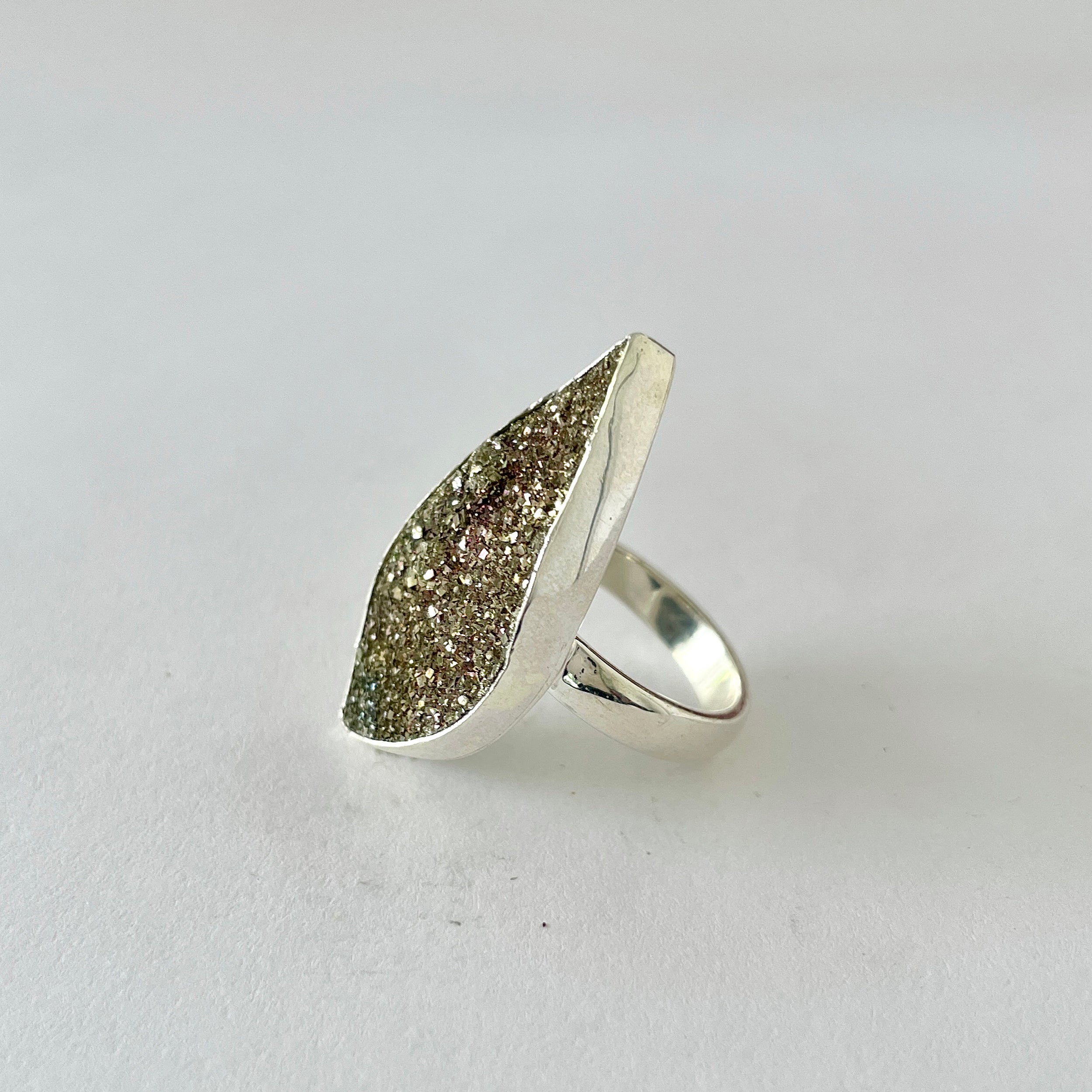 Spectropyrite Druzy Ring-(SPD-2-39)