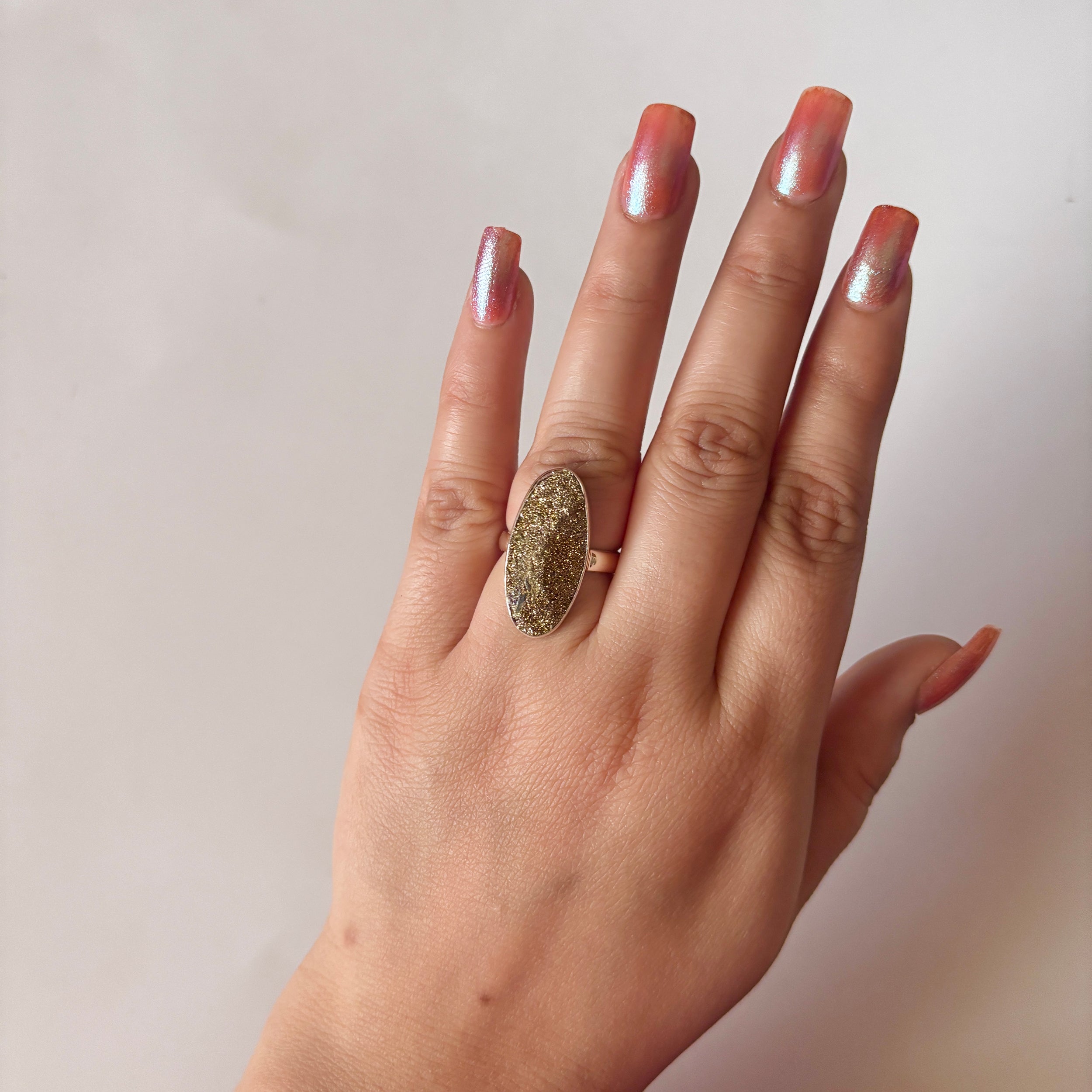 Spectropyrite Druzy Ring-(SPD-2-40)