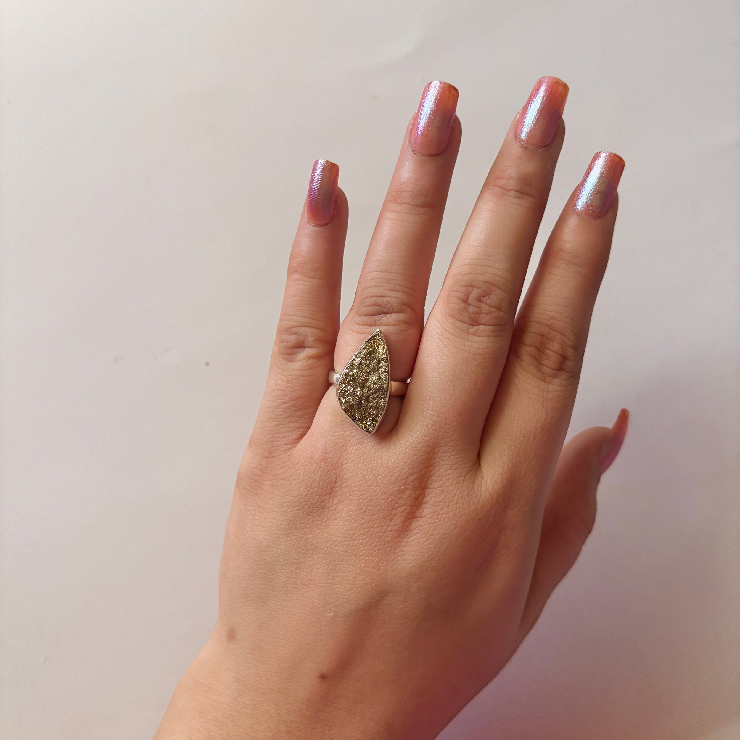 Spectropyrite Druzy Ring-(SPD-2-46)