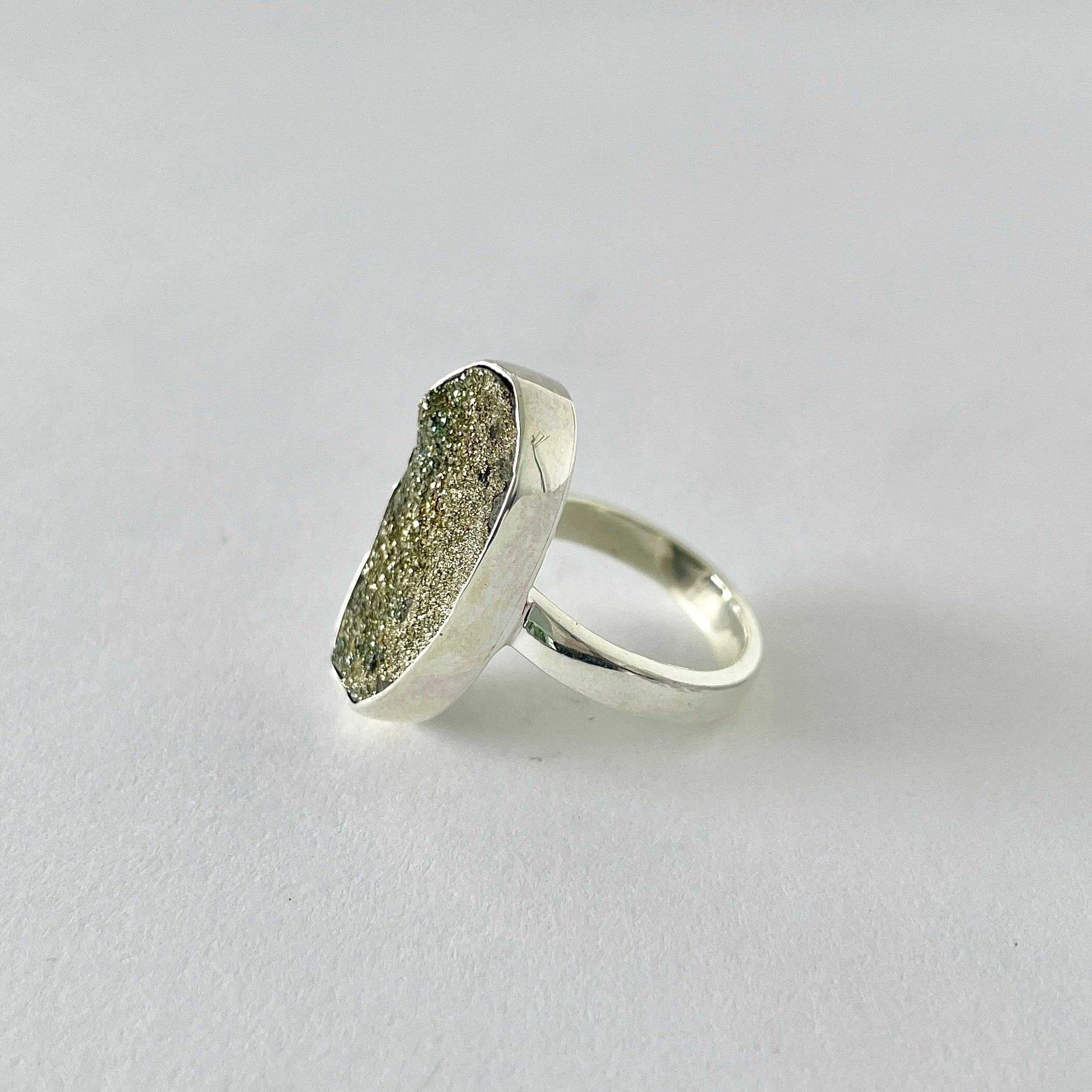 Spectropyrite Druzy Ring-(SPD-2-50)
