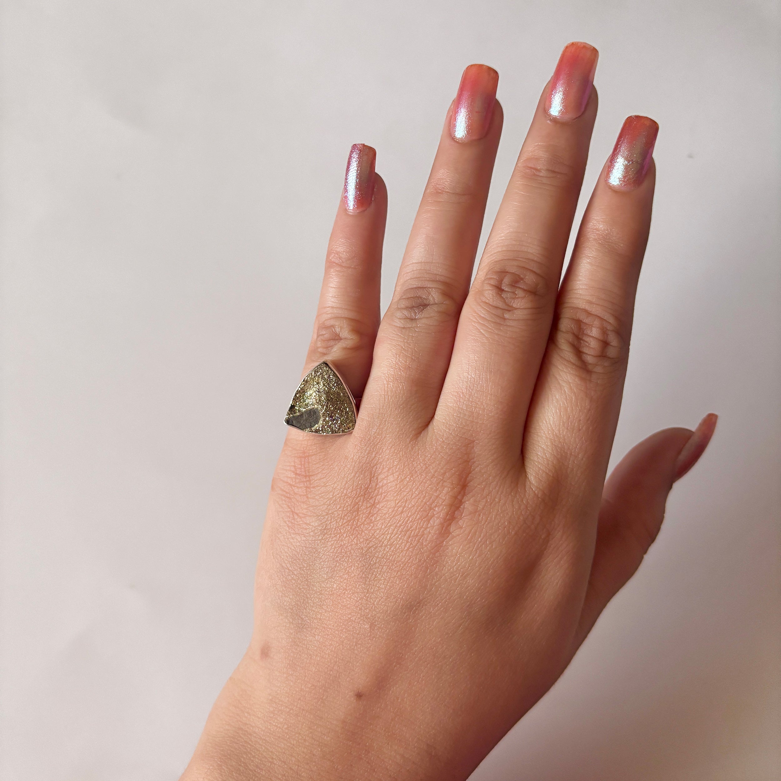 Spectropyrite Druzy Ring-(SPD-2-61)