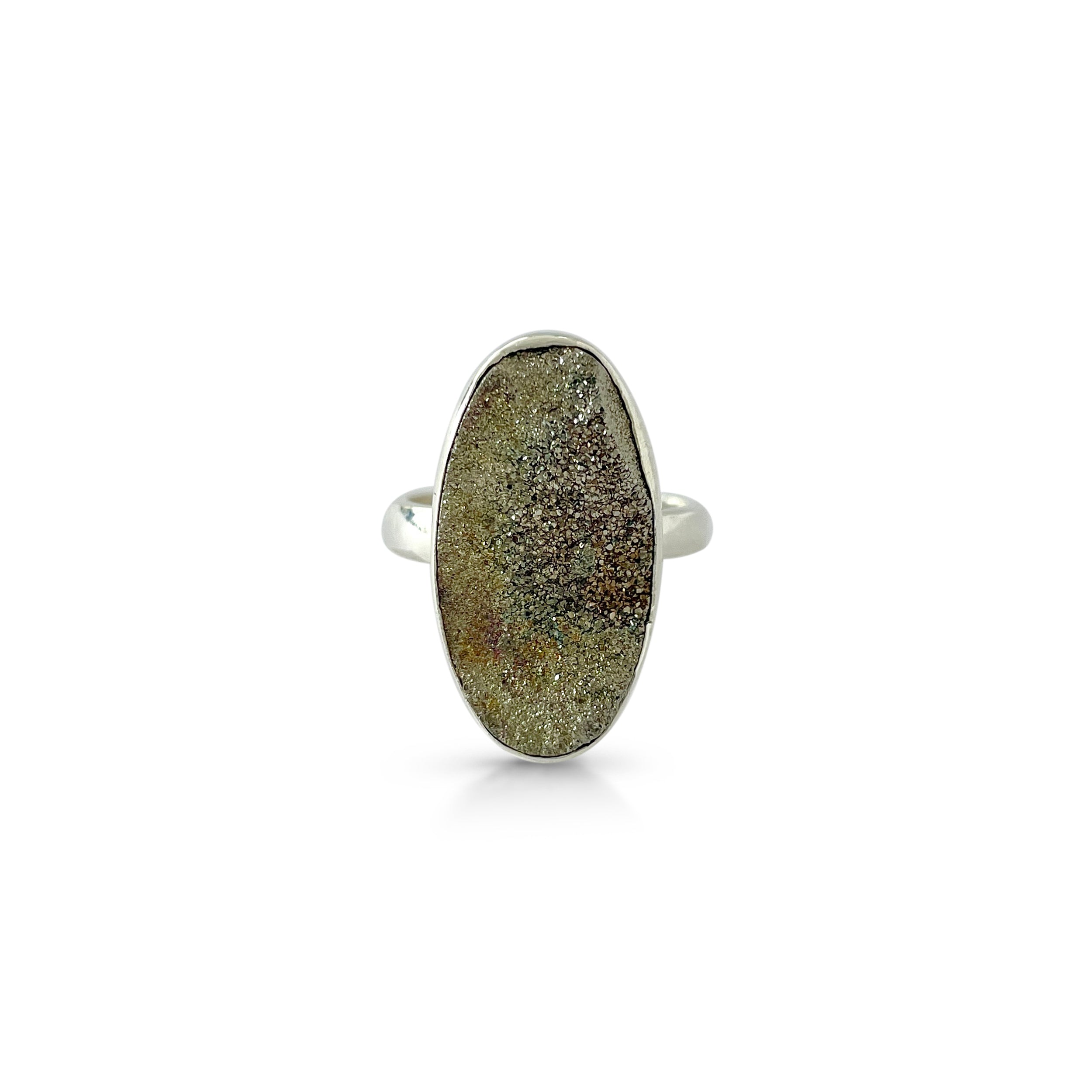 Spectropyrite Druzy Ring-(SPD-2-7)