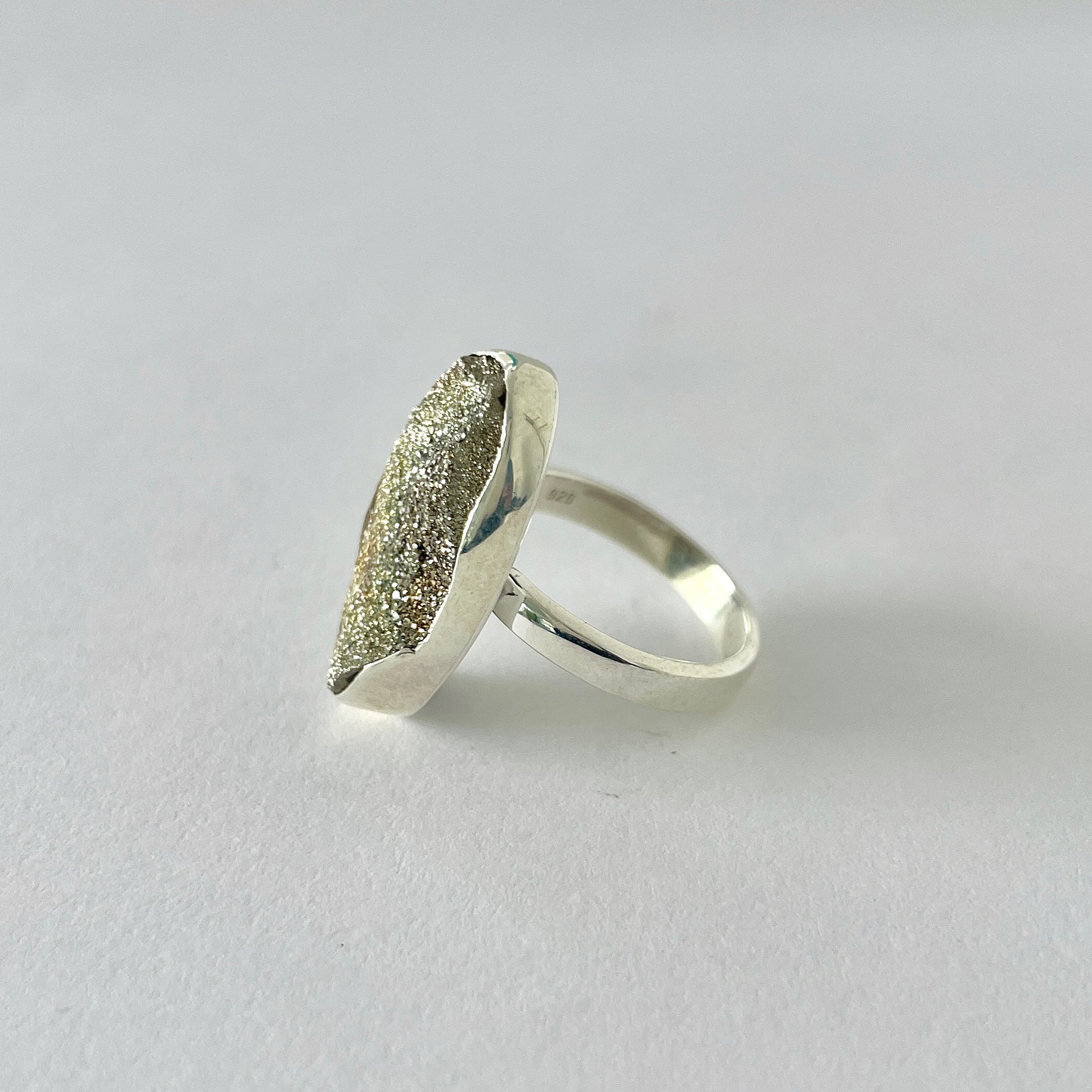Spectropyrite Druzy Ring-(SPD-2-7)