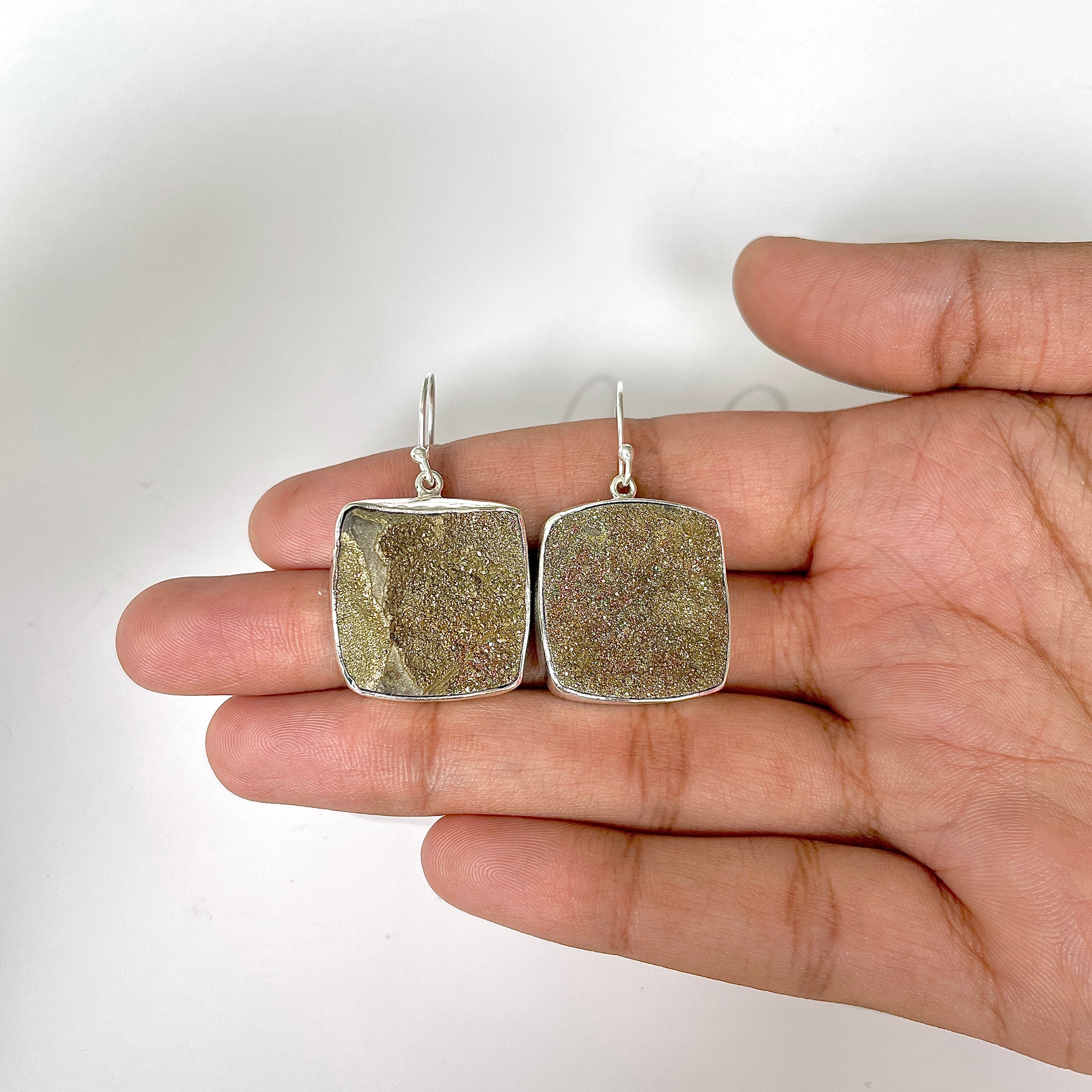 Spectropyrite Druzy Earring-(SPD-3-1)