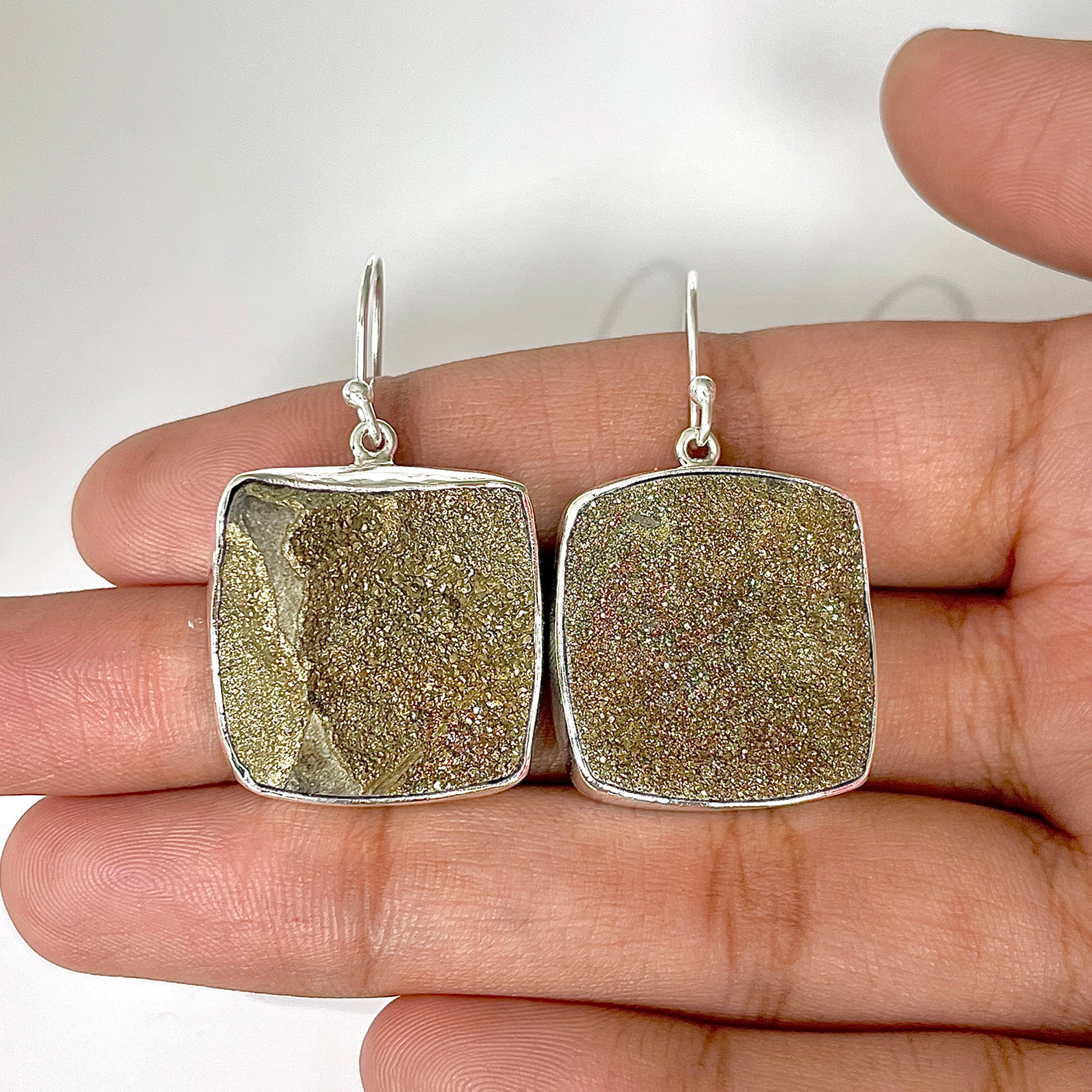 Spectropyrite Druzy Earring-(SPD-3-1)