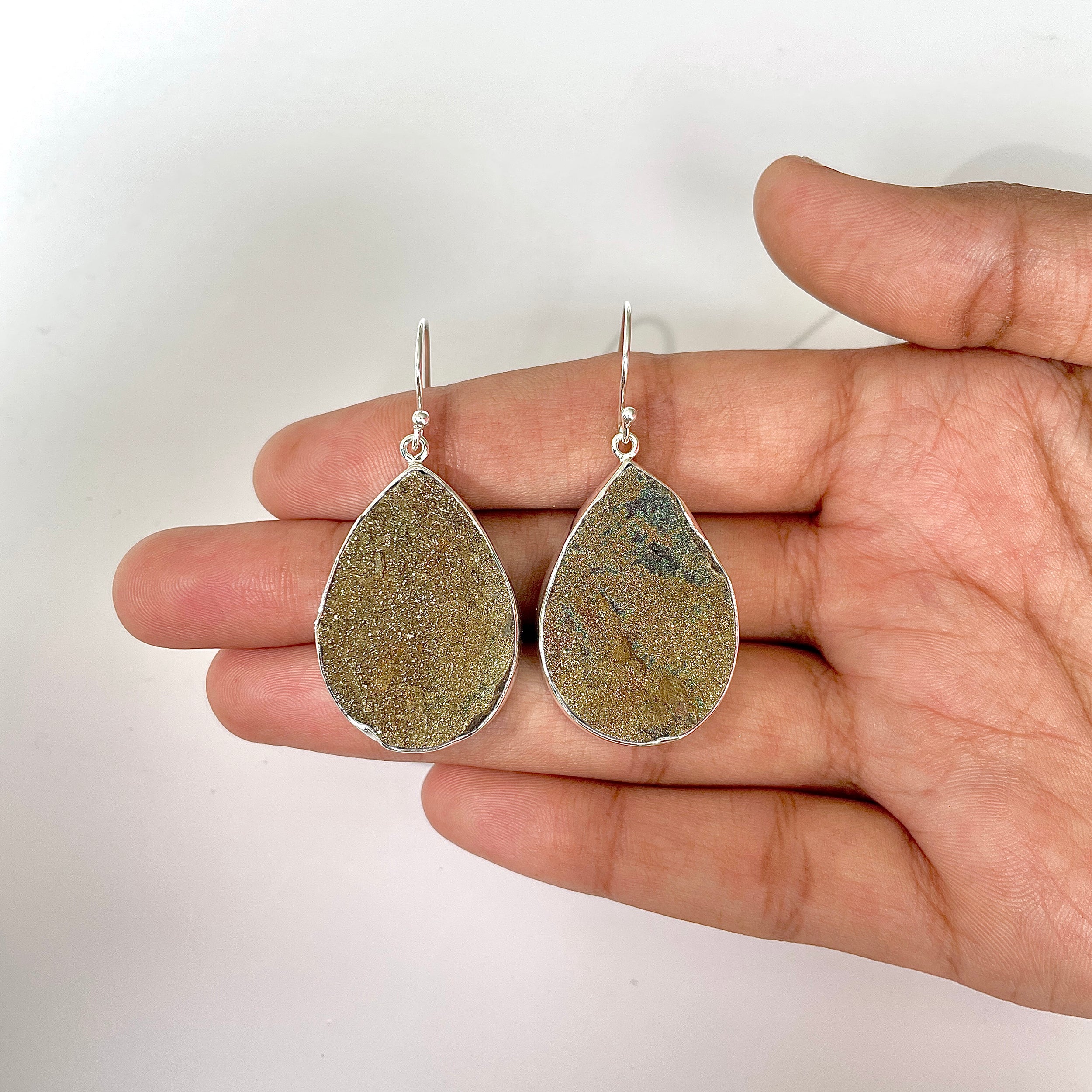 Spectropyrite Druzy Earring-(SPD-3-10)