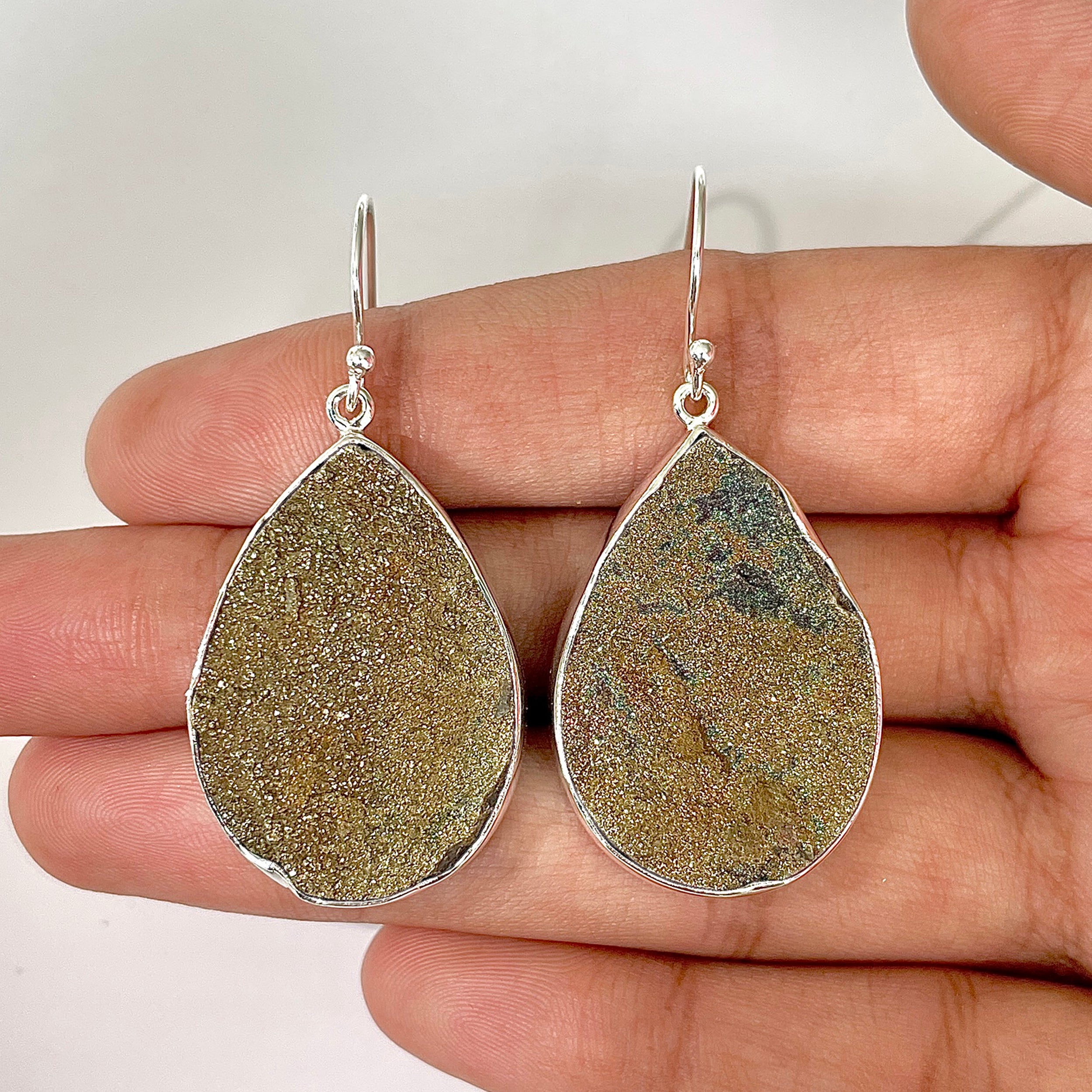 Spectropyrite Druzy Earring-(SPD-3-10)