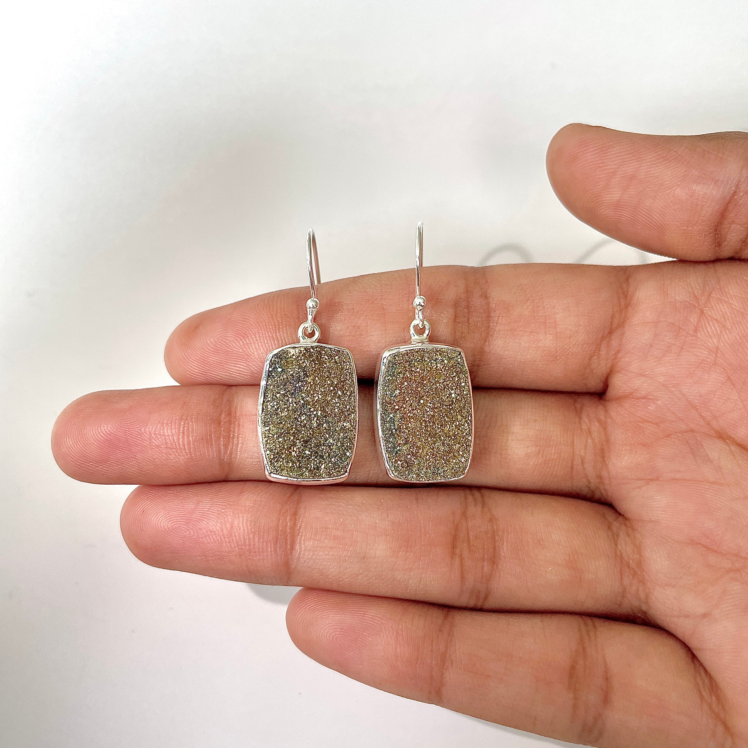 Spectropyrite Druzy Earring-(SPD-3-11)