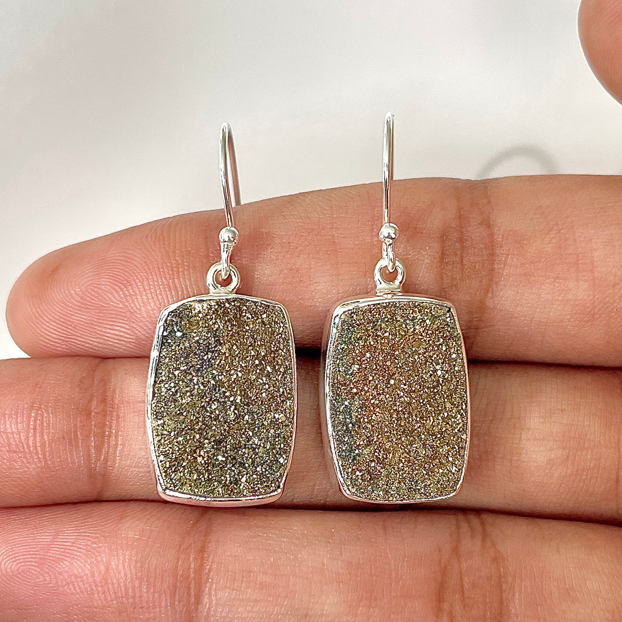 Spectropyrite Druzy Earring-(SPD-3-11)