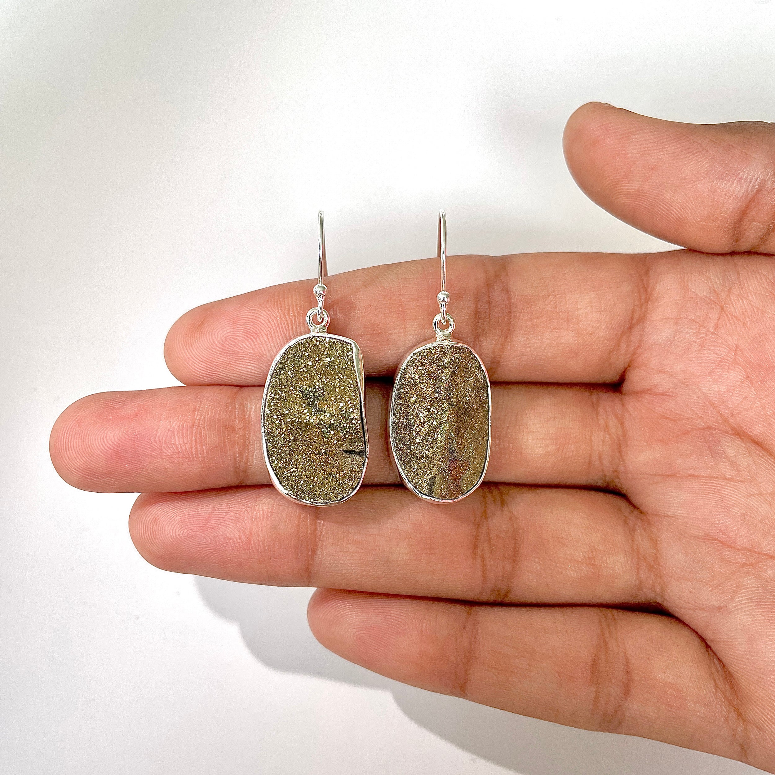 Spectropyrite Druzy Earring-(SPD-3-12)