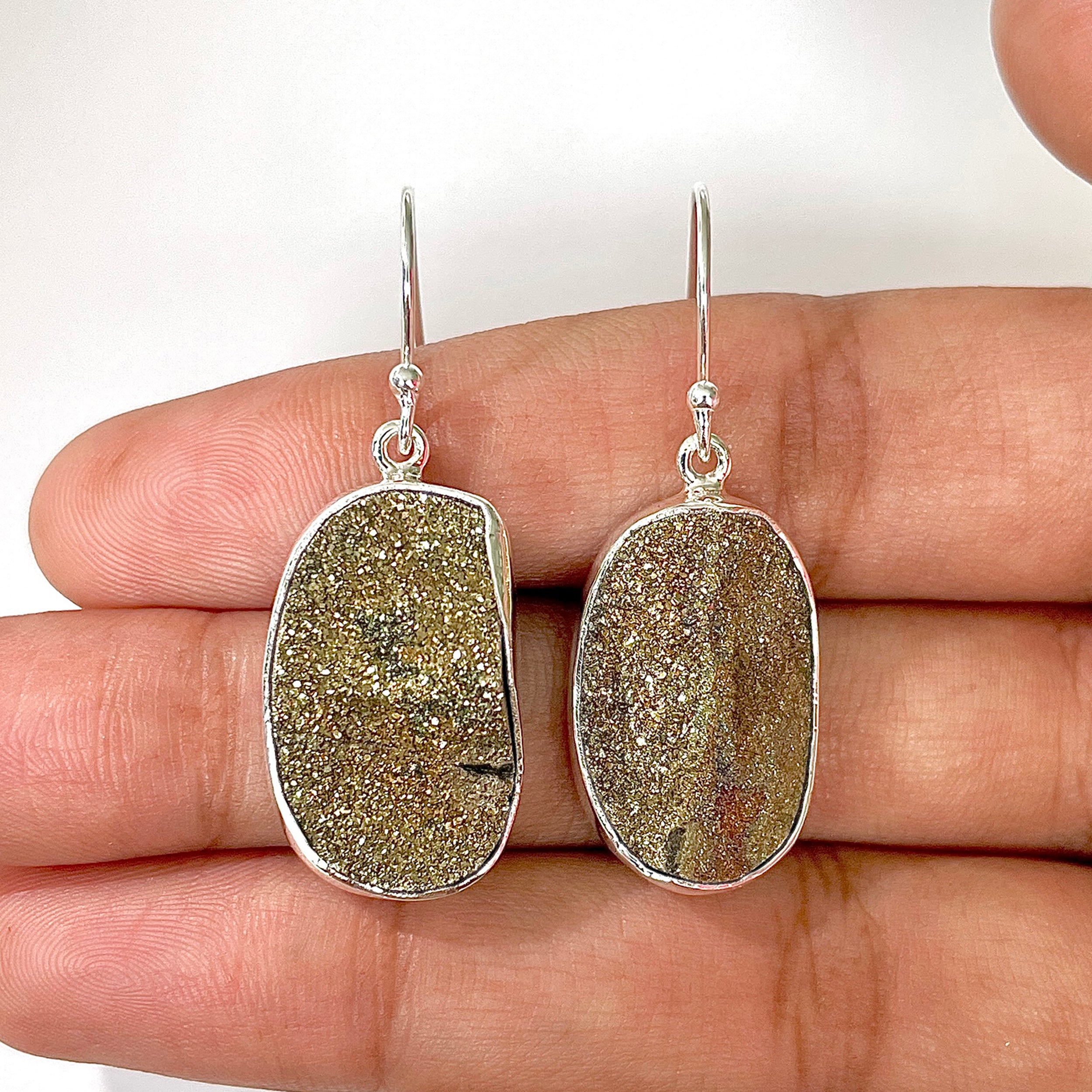 Spectropyrite Druzy Earring-(SPD-3-12)
