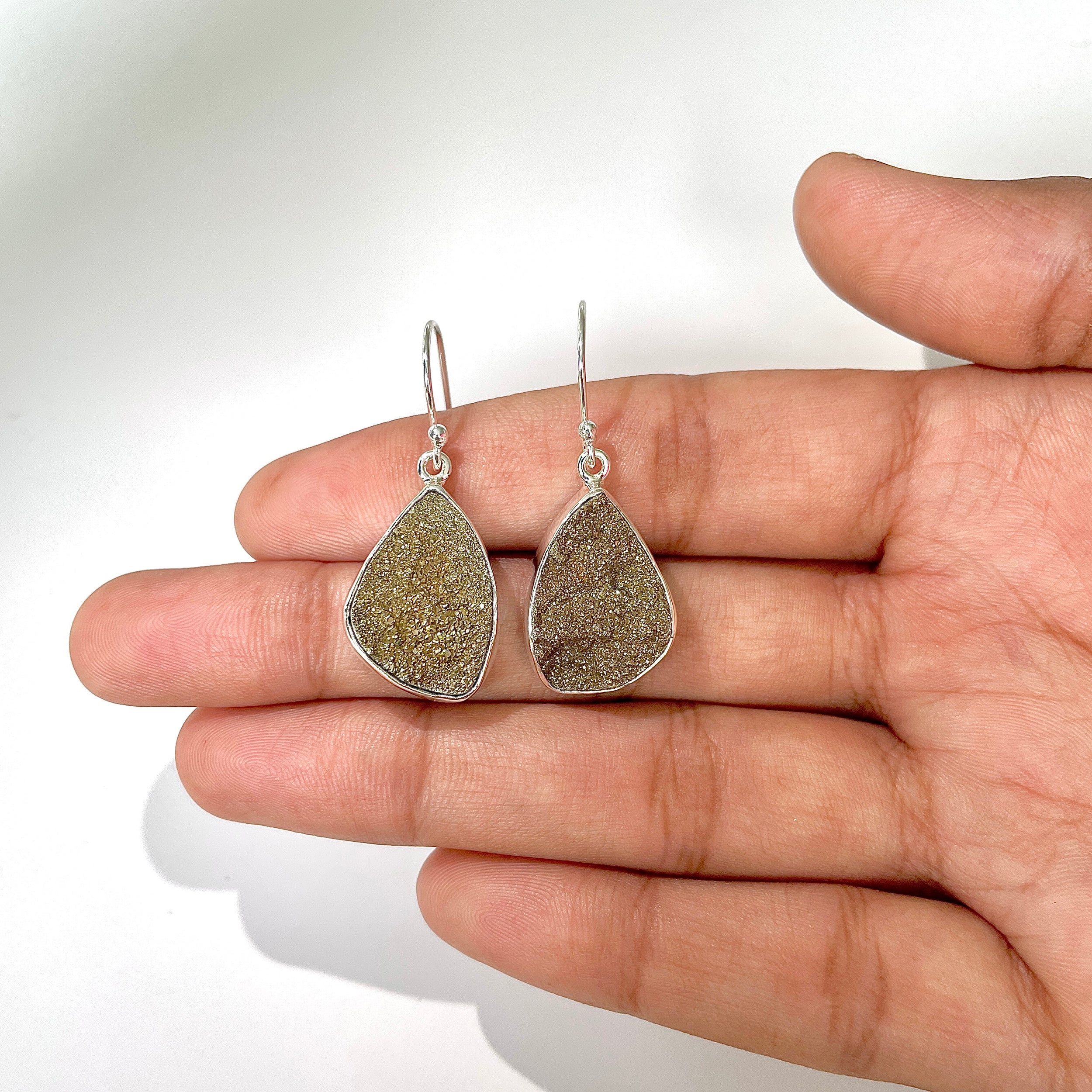 Spectropyrite Druzy Earring-(SPD-3-13)