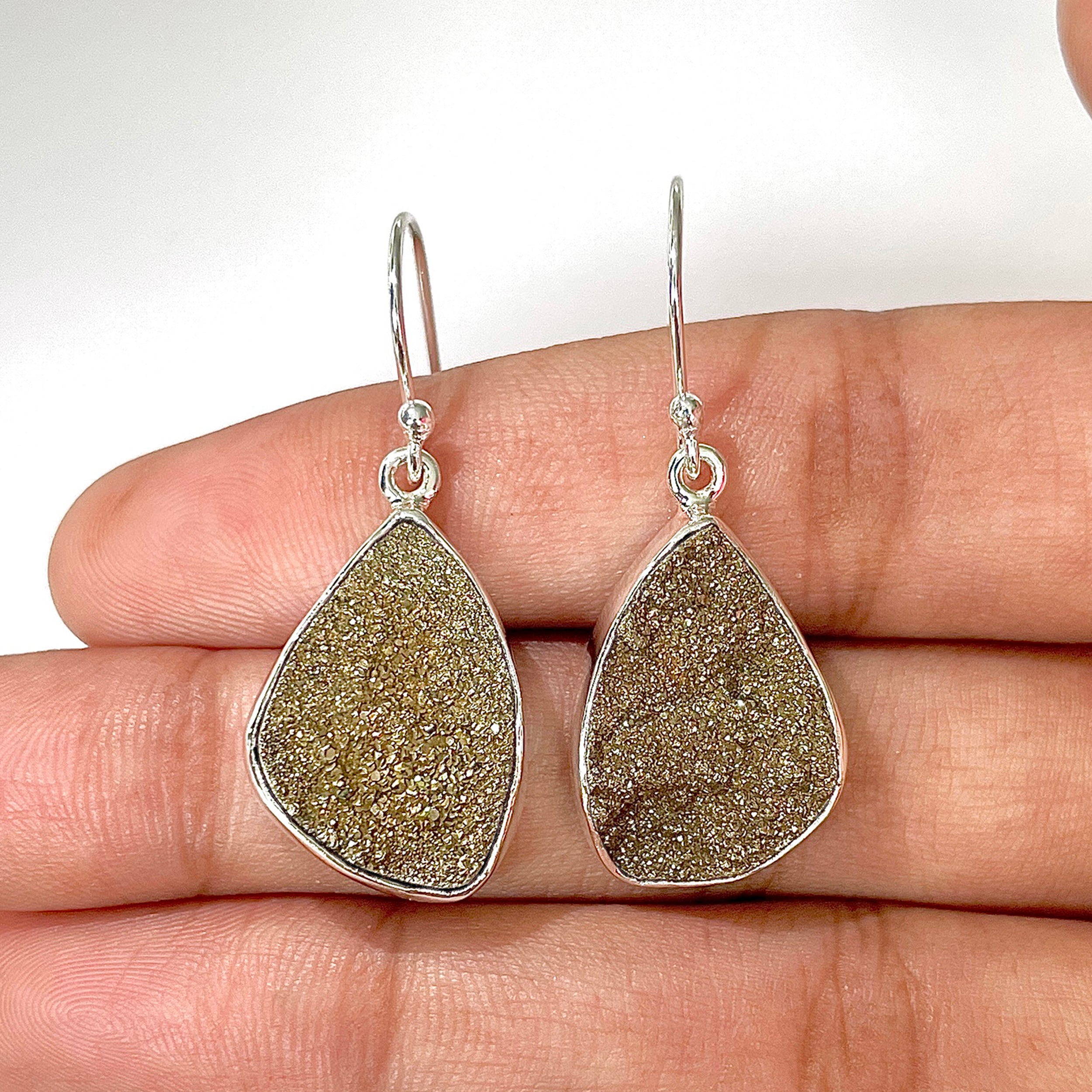 Spectropyrite Druzy Earring-(SPD-3-13)