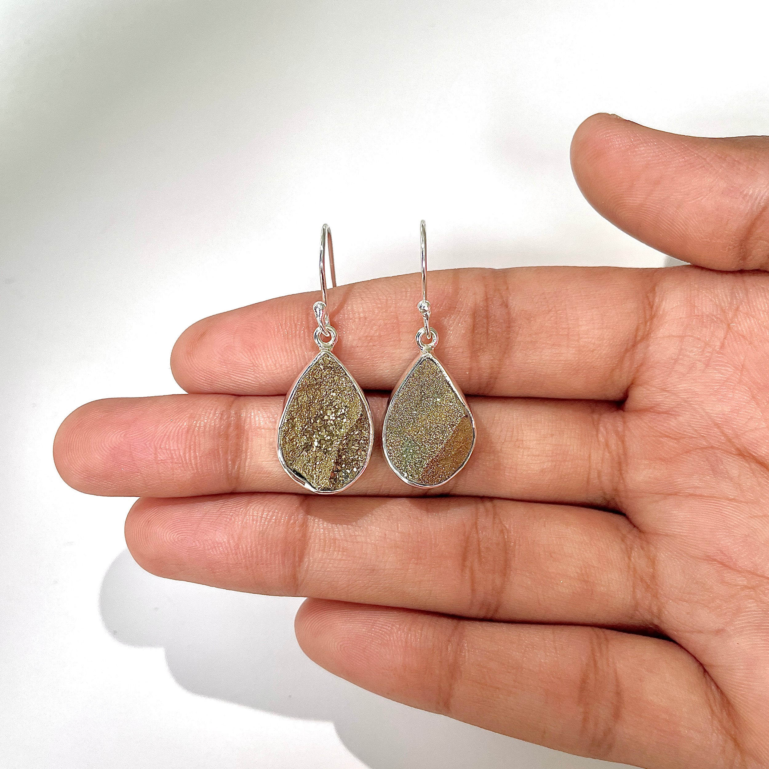 Spectropyrite Druzy Earring-(SPD-3-14)