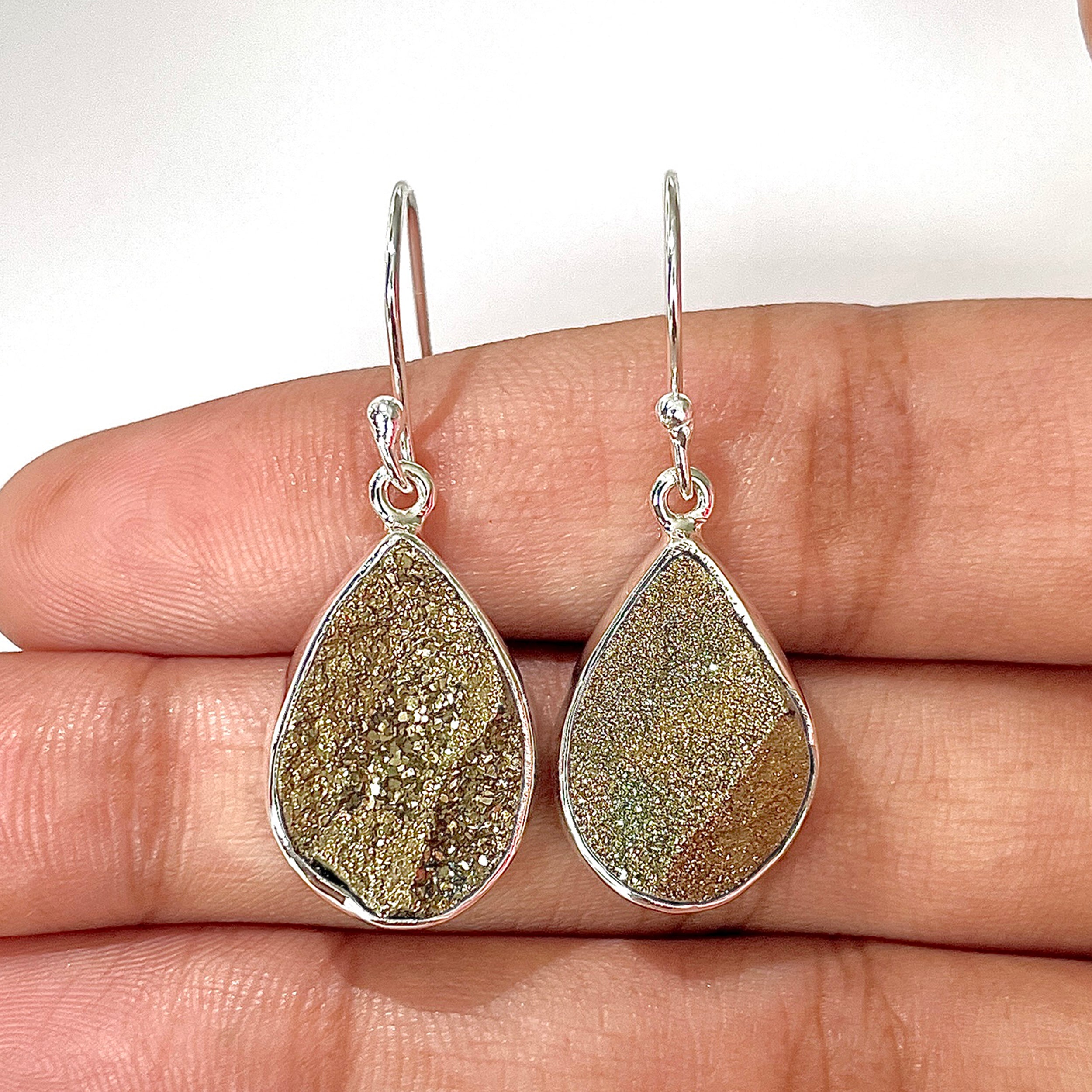 Spectropyrite Druzy Earring-(SPD-3-14)