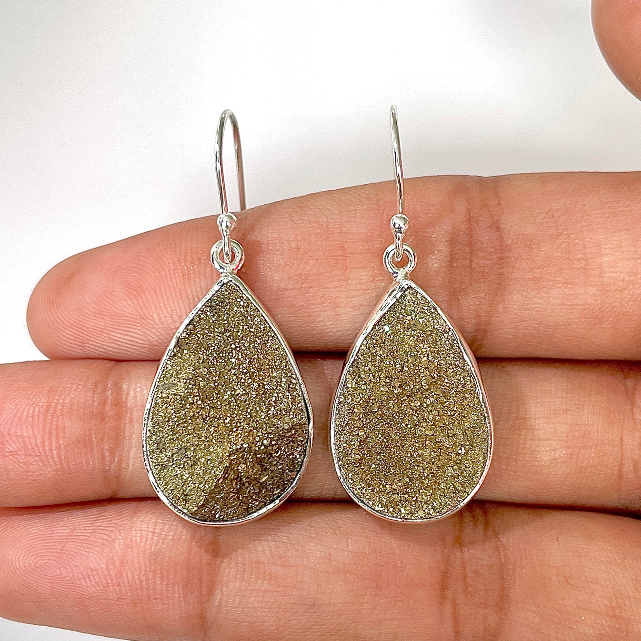 Spectropyrite Druzy Earring-(SPD-3-15)