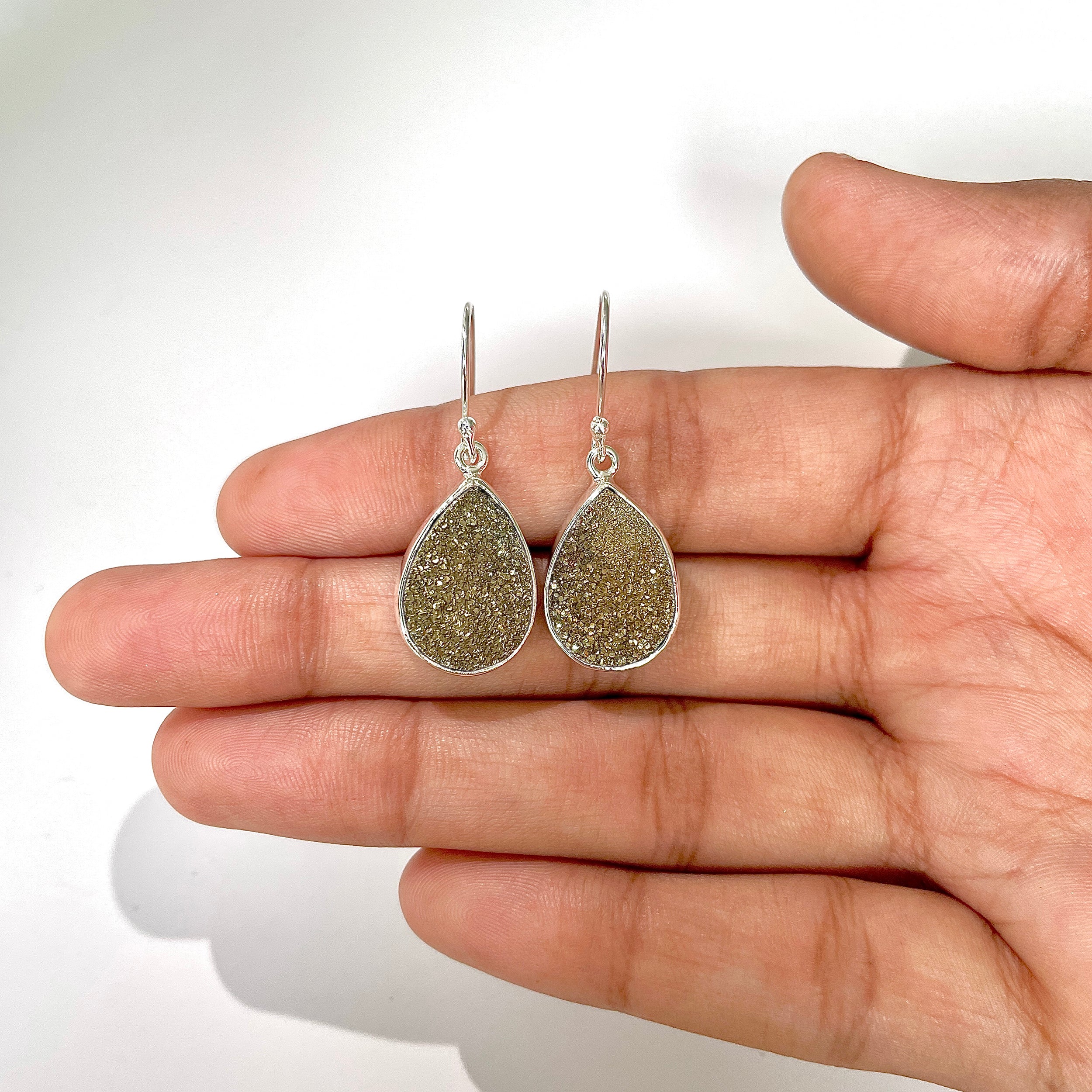 Spectropyrite Druzy Earring-(SPD-3-16)