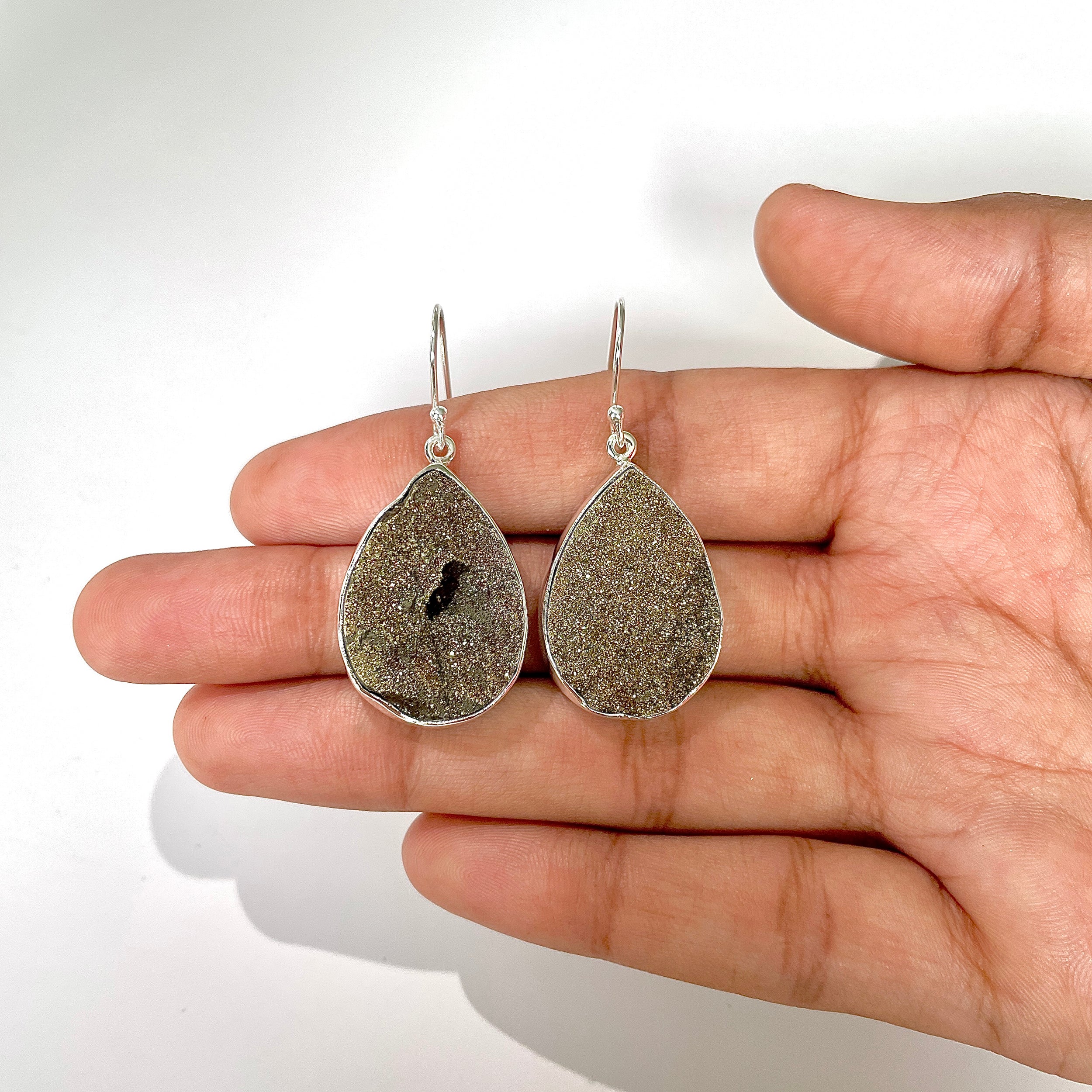 Spectropyrite Druzy Earring-(SPD-3-17)