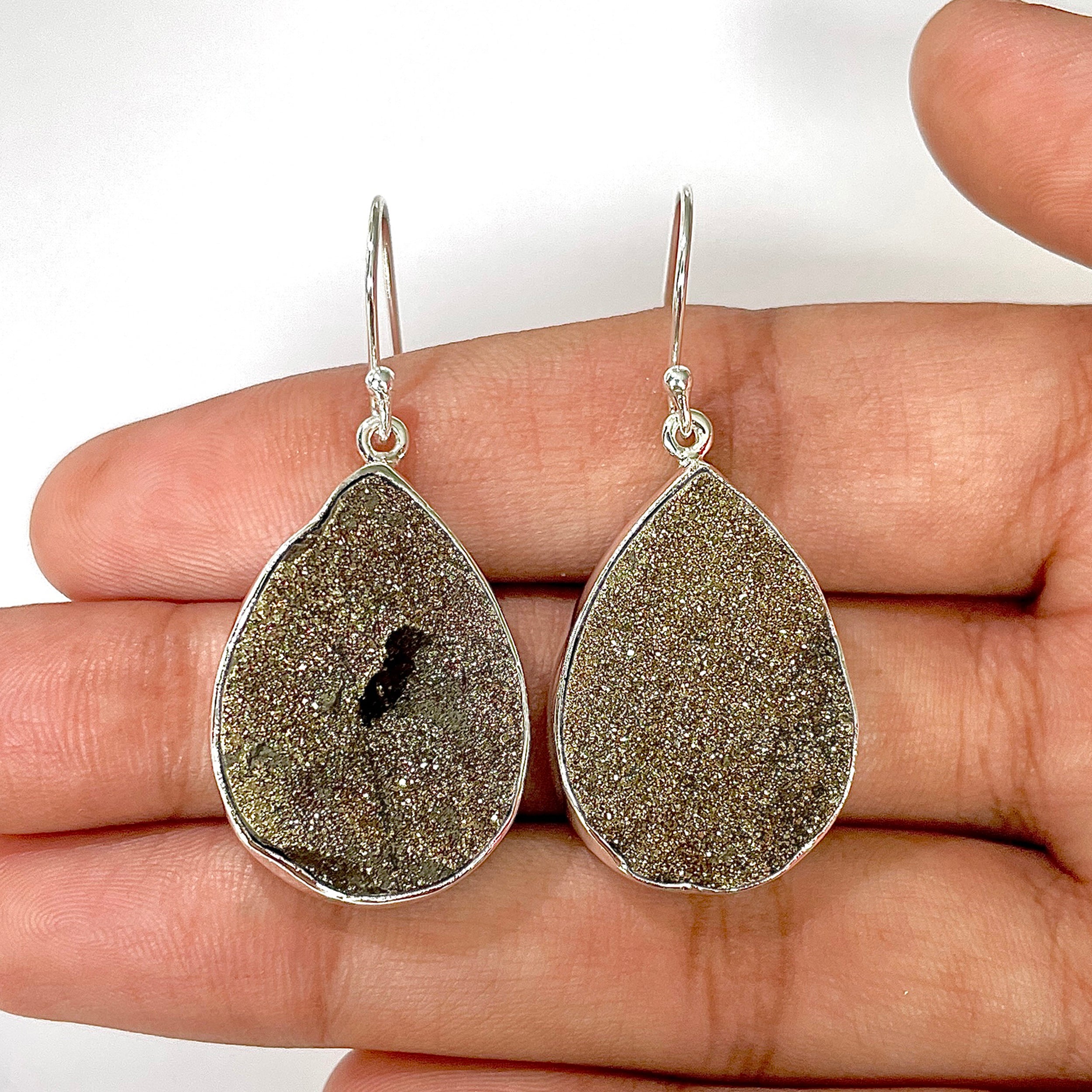 Spectropyrite Druzy Earring-(SPD-3-17)