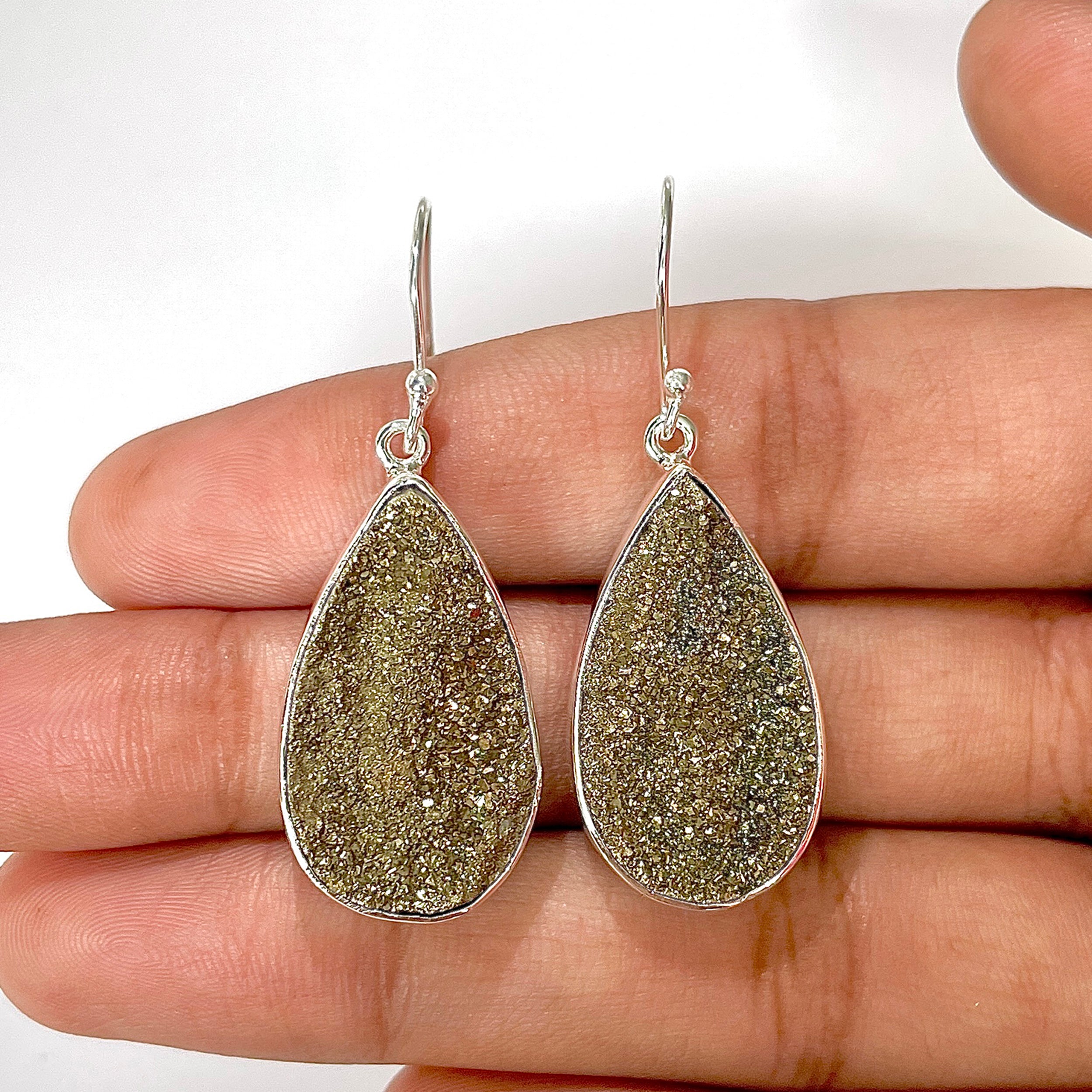 Spectropyrite Druzy Earring-(SPD-3-18)