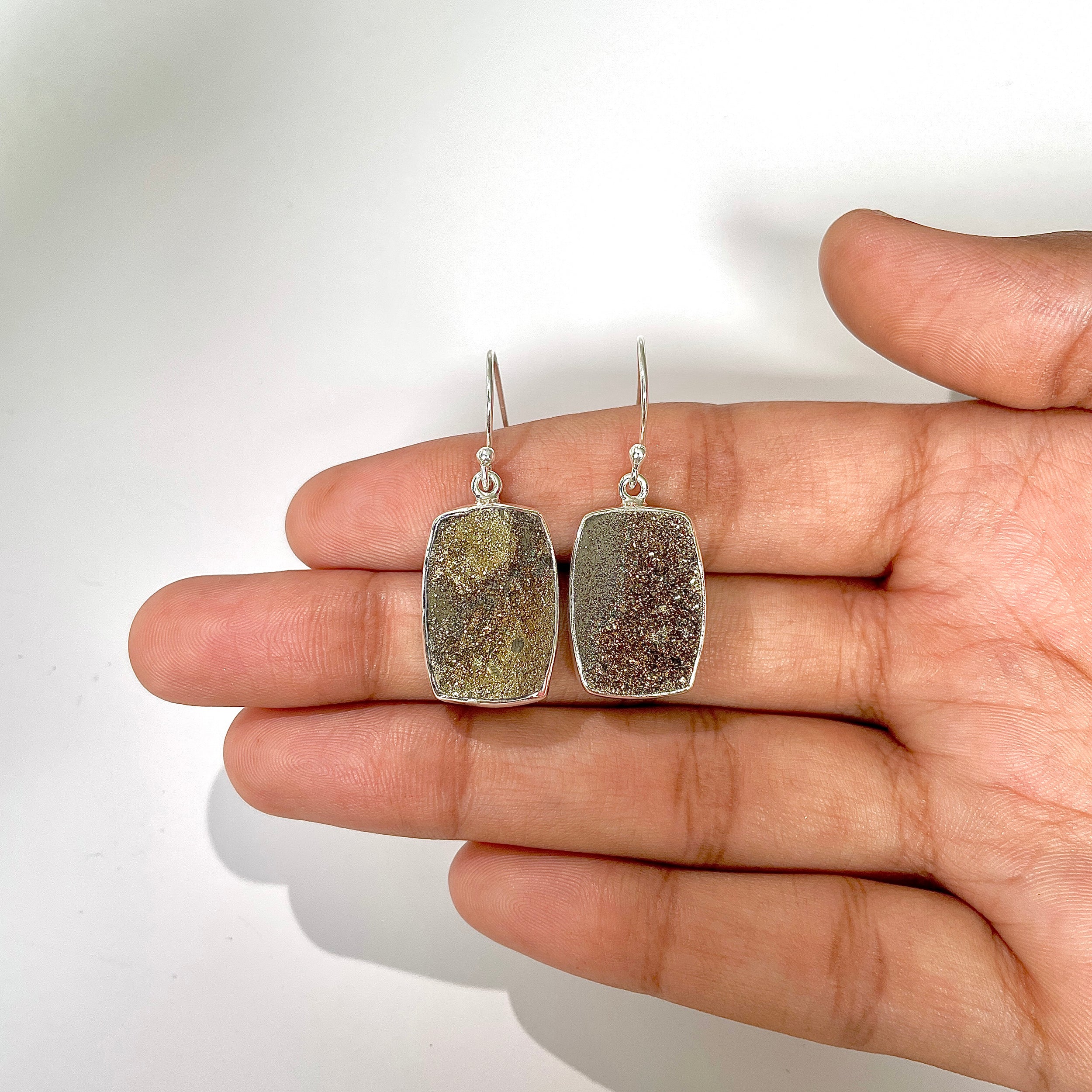 Spectropyrite Druzy Earring-(SPD-3-19)
