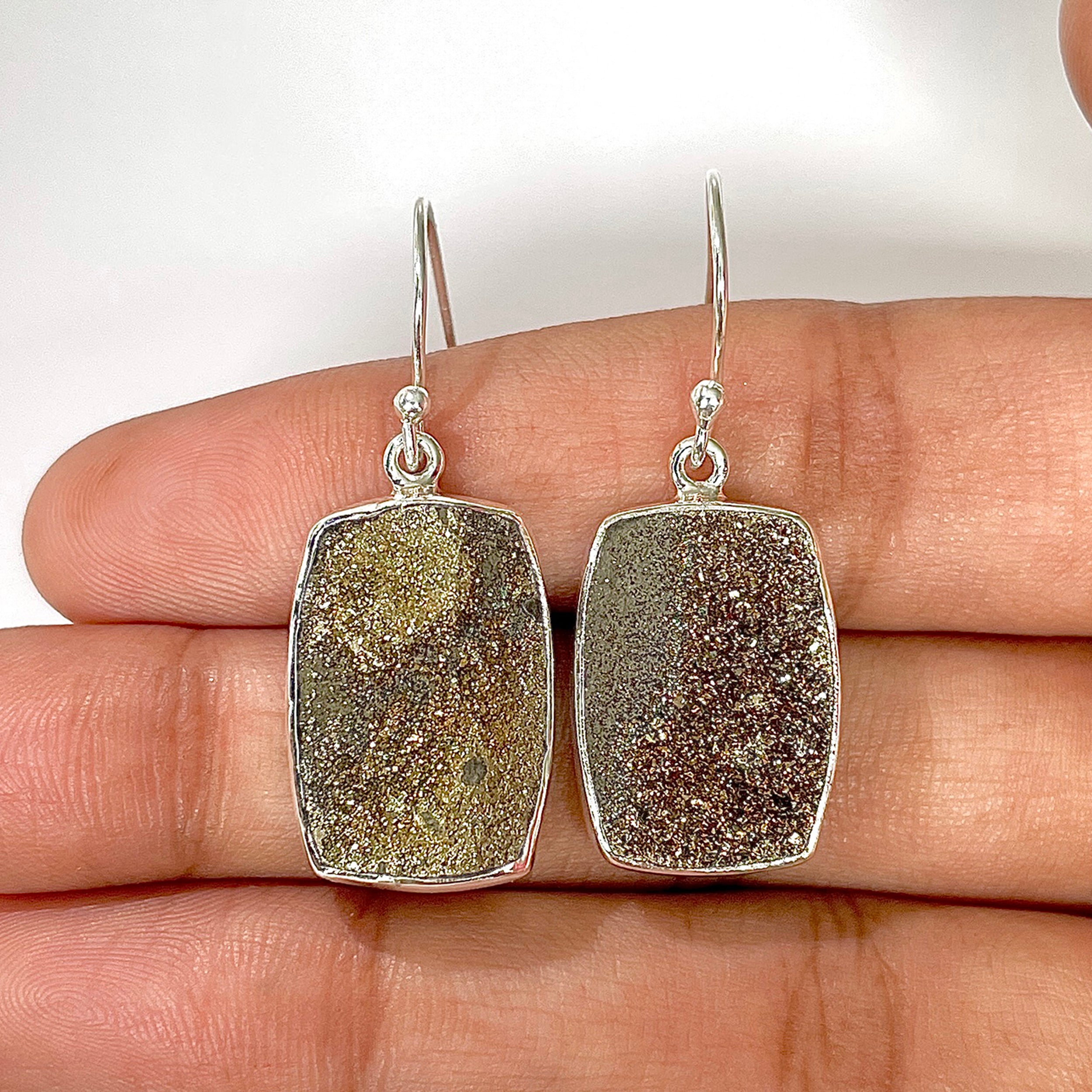 Spectropyrite Druzy Earring-(SPD-3-19)