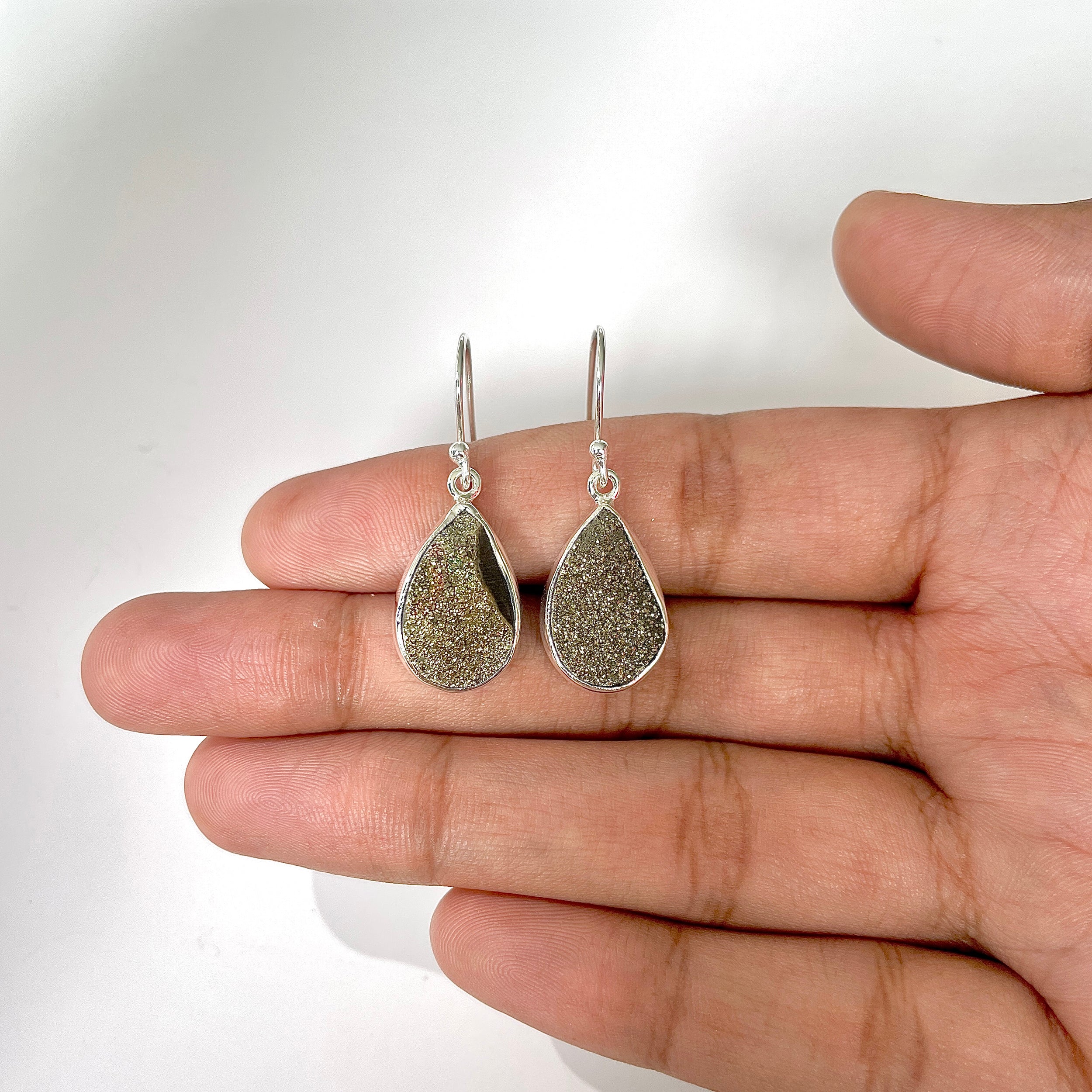 Spectropyrite Druzy Earring-(SPD-3-2)