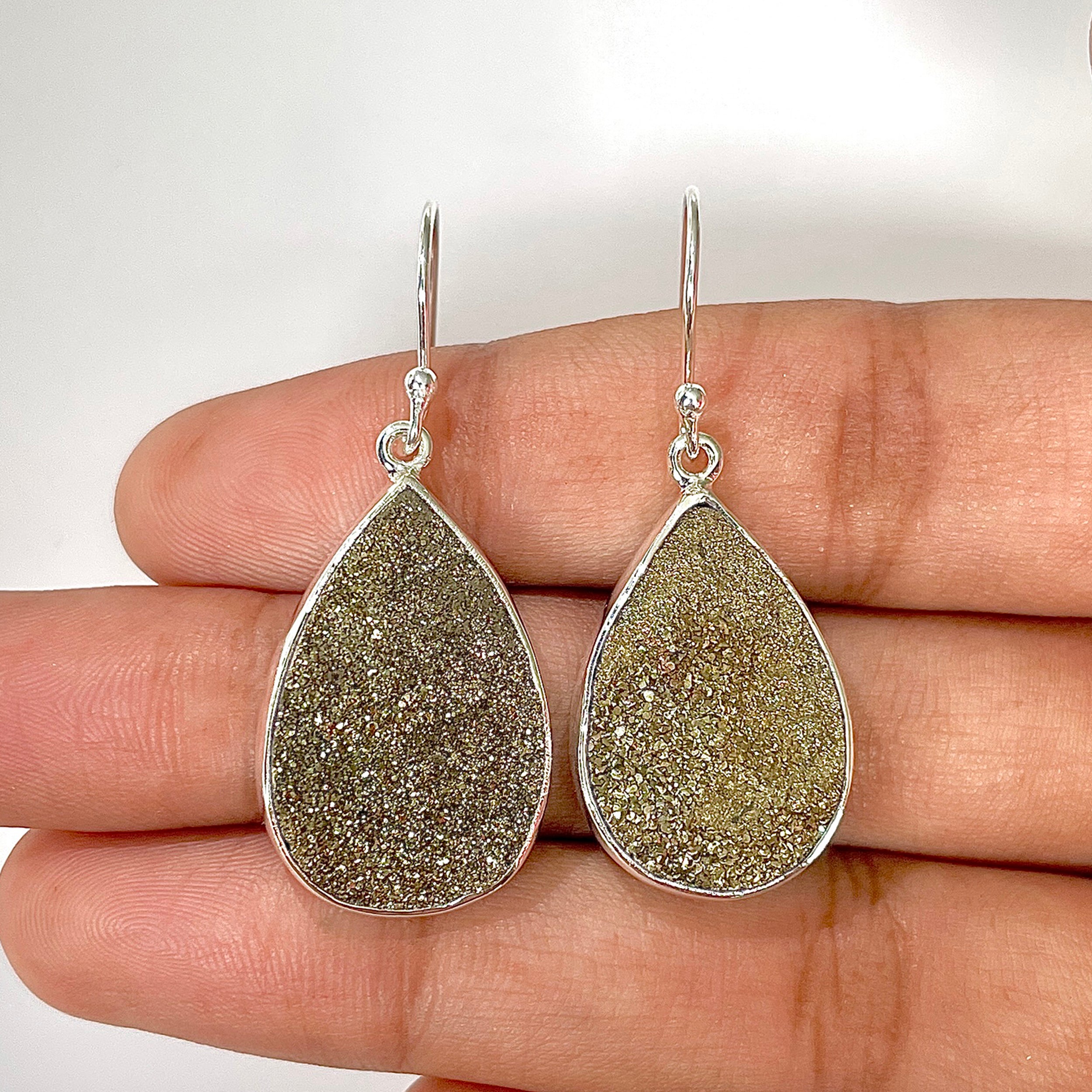 Spectropyrite Druzy Earring-(SPD-3-20)