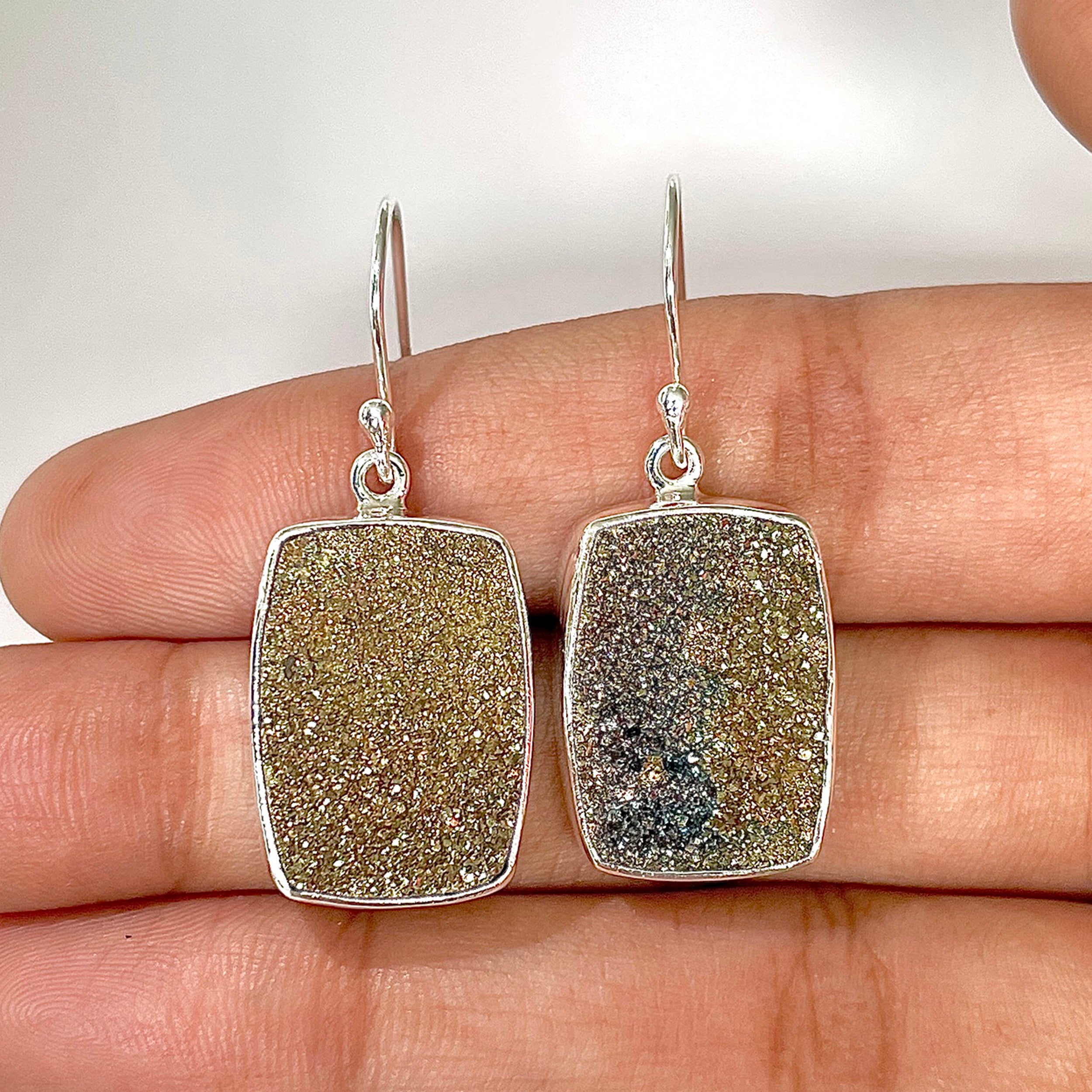 Spectropyrite Druzy Earring-(SPD-3-21)