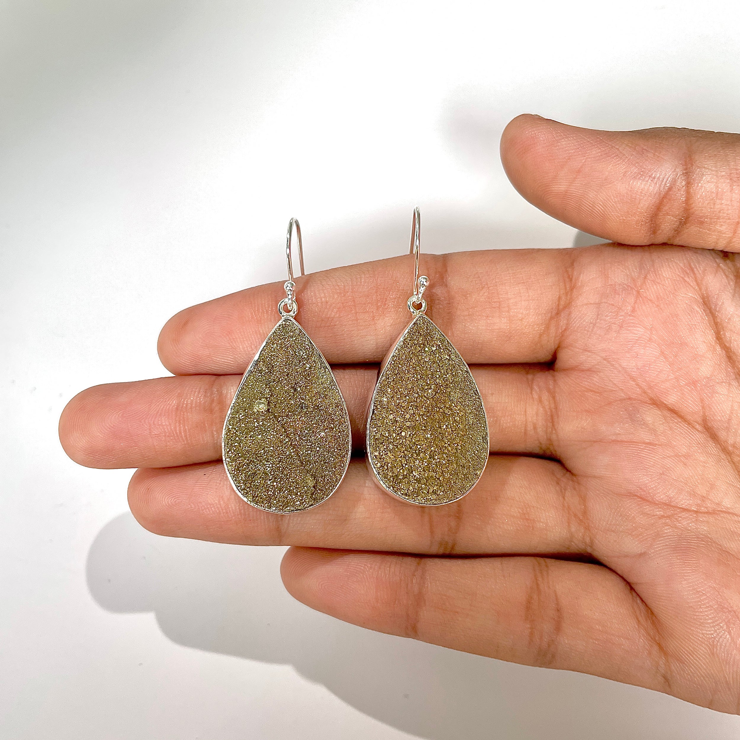 Spectropyrite Druzy Earring-(SPD-3-23)