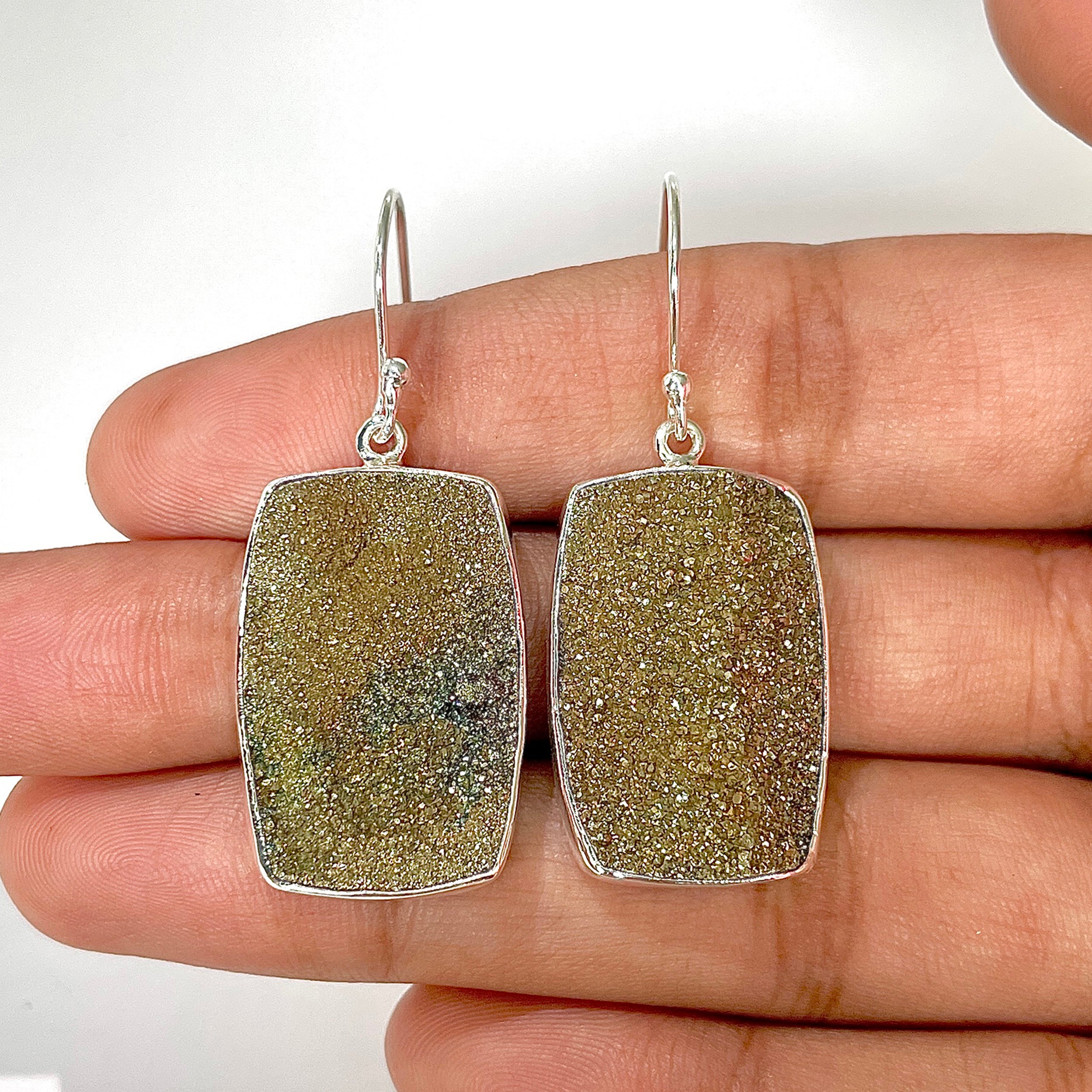 Spectropyrite Druzy Earring-(SPD-3-26)