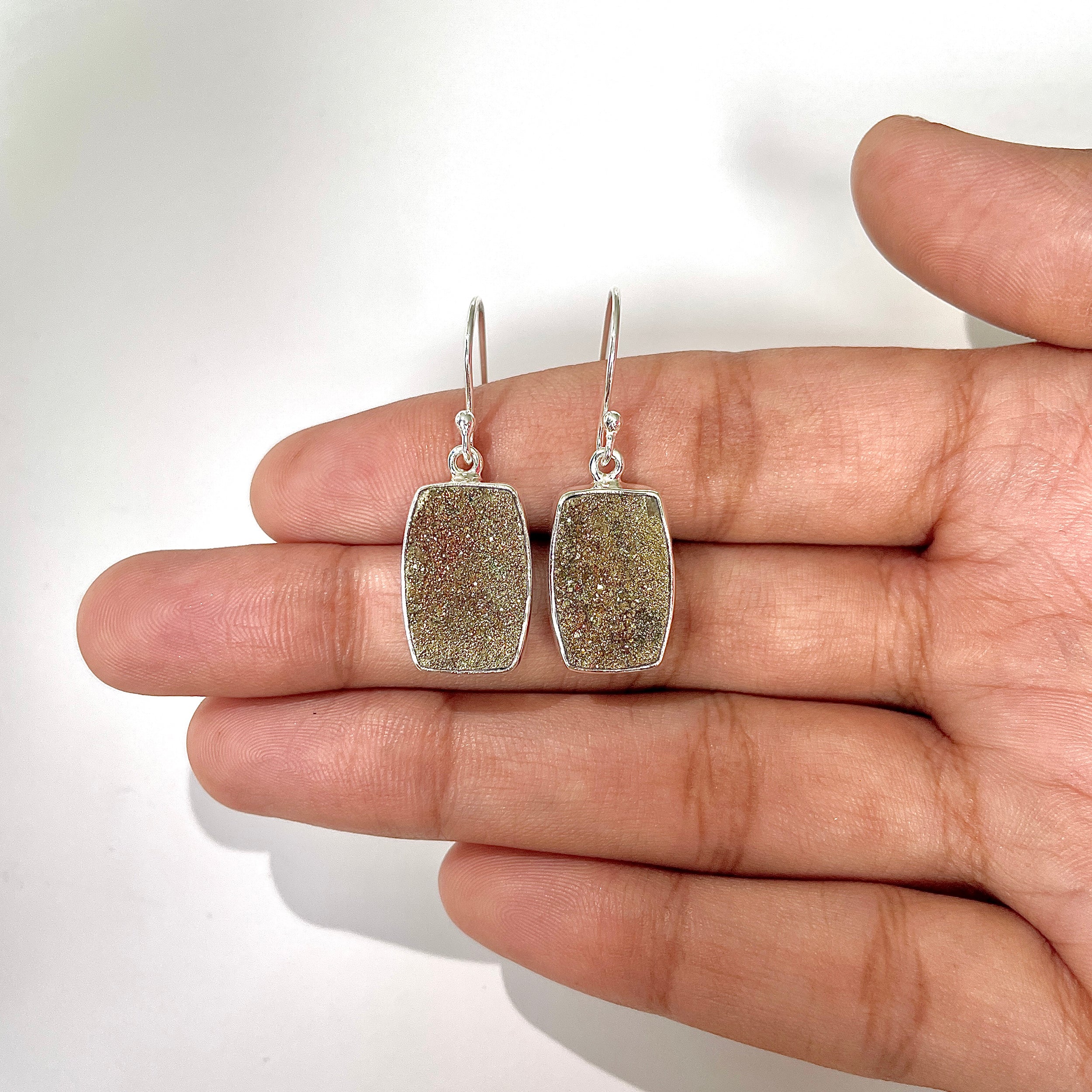 Spectropyrite Druzy Earring-(SPD-3-28)