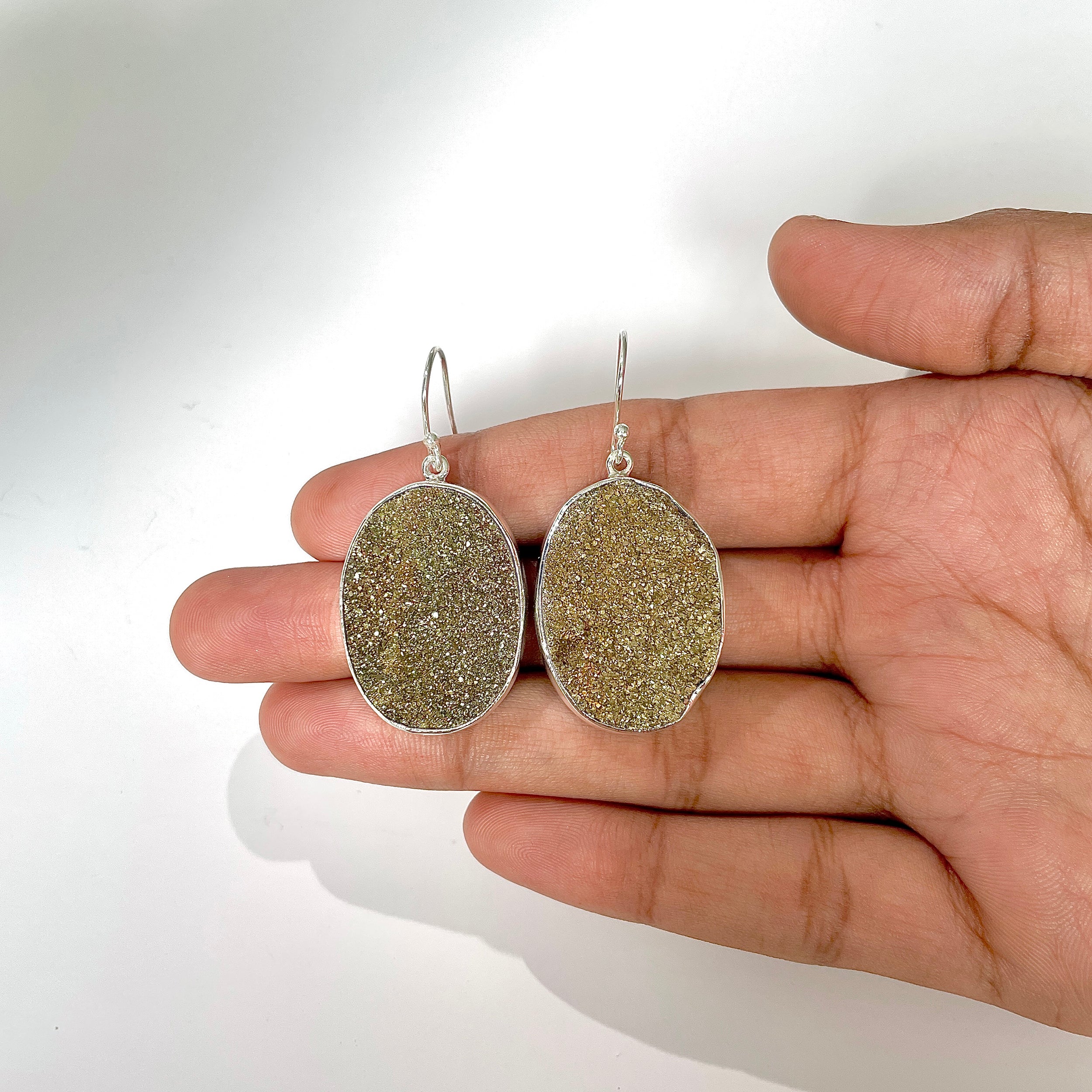 Spectropyrite Druzy Earring-(SPD-3-3)