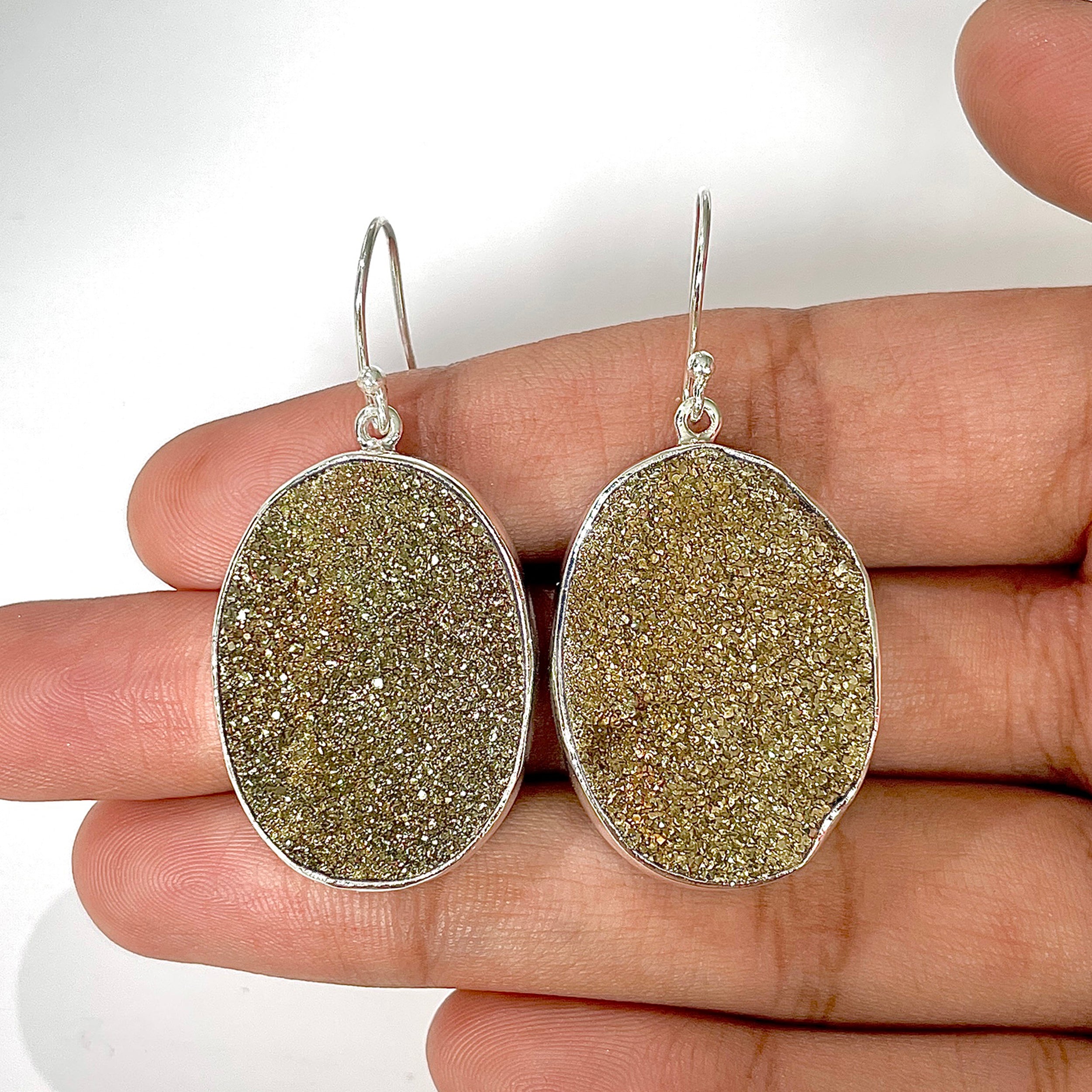 Spectropyrite Druzy Earring-(SPD-3-3)