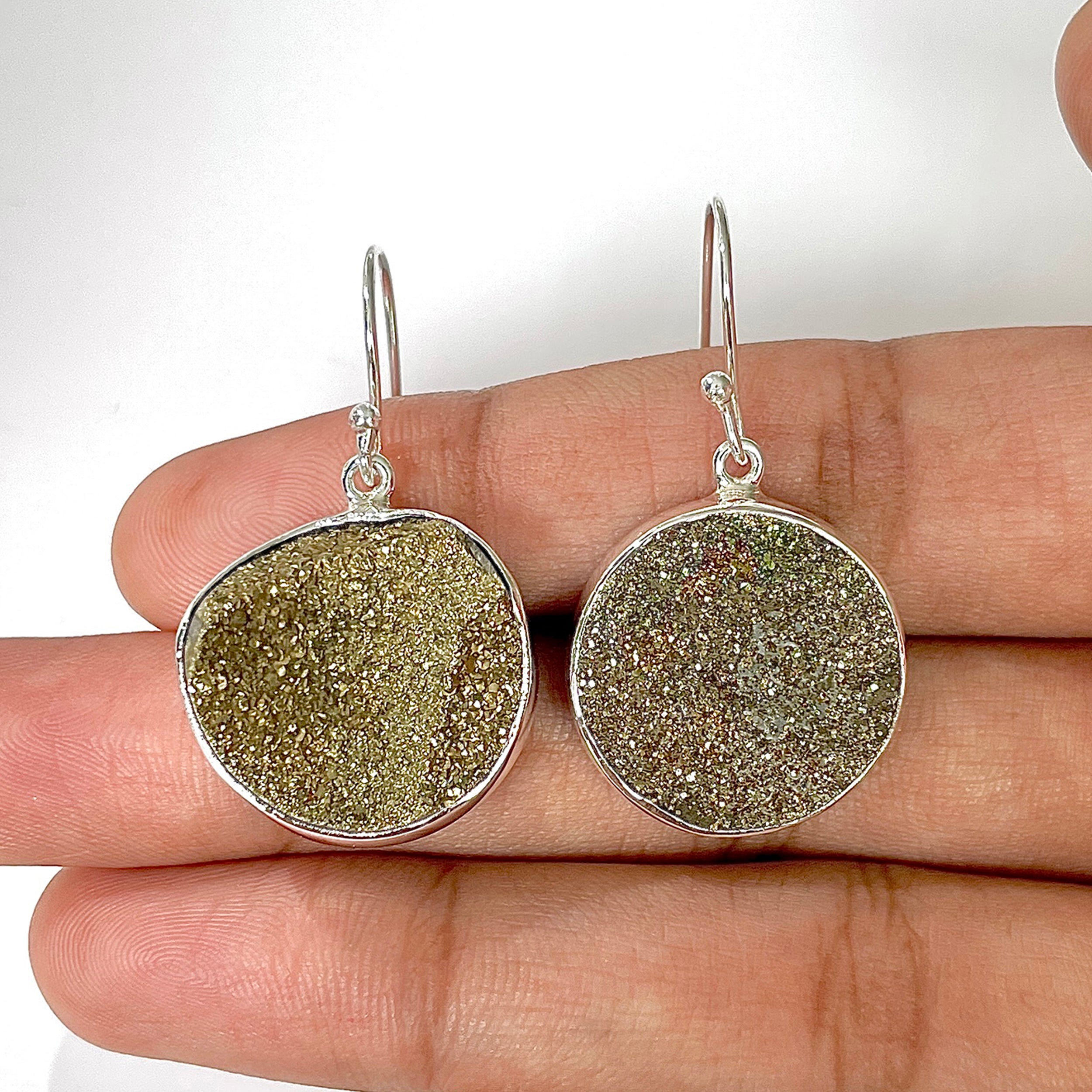 Spectropyrite Druzy Earring-(SPD-3-4)