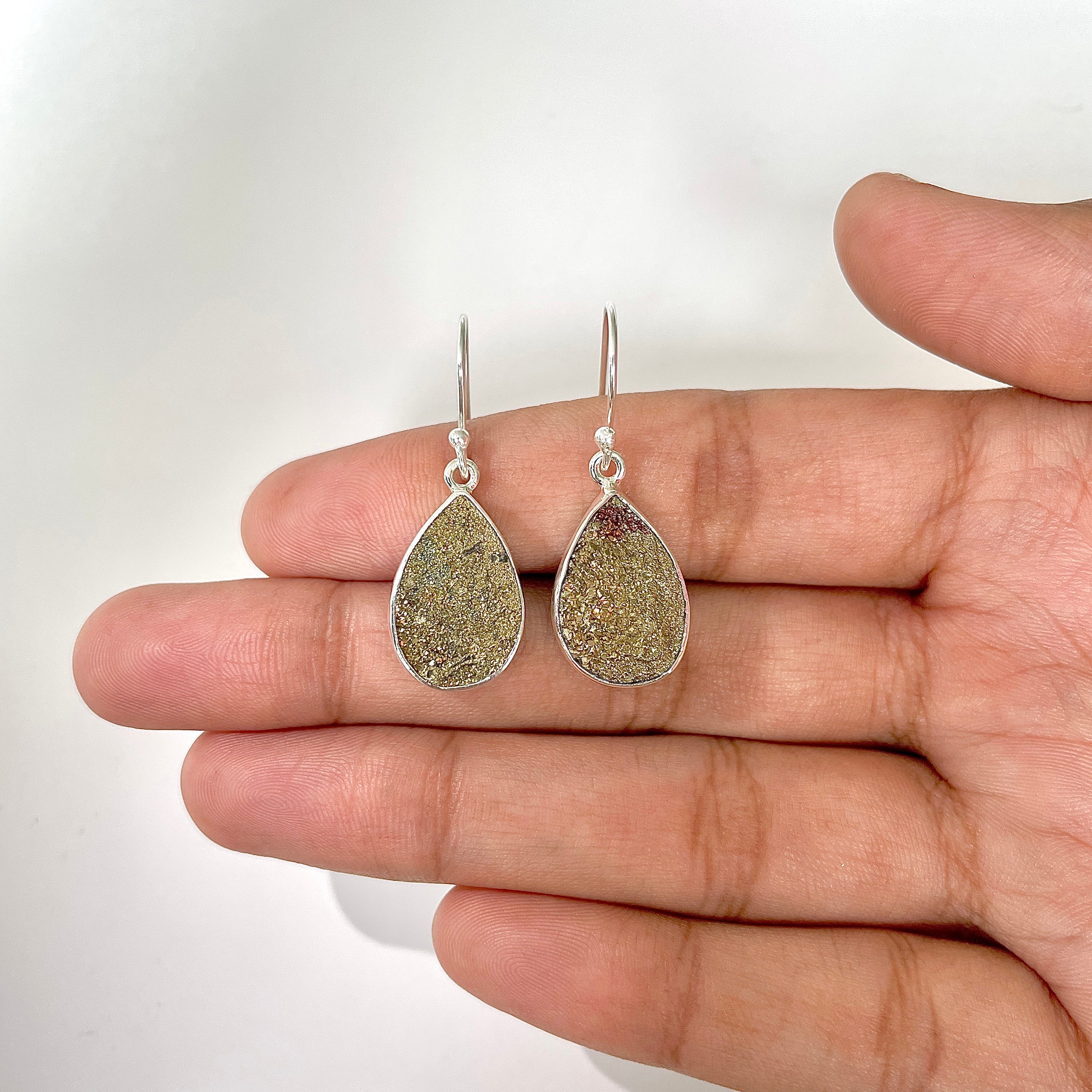 Spectropyrite Druzy Earring-(SPD-3-5)