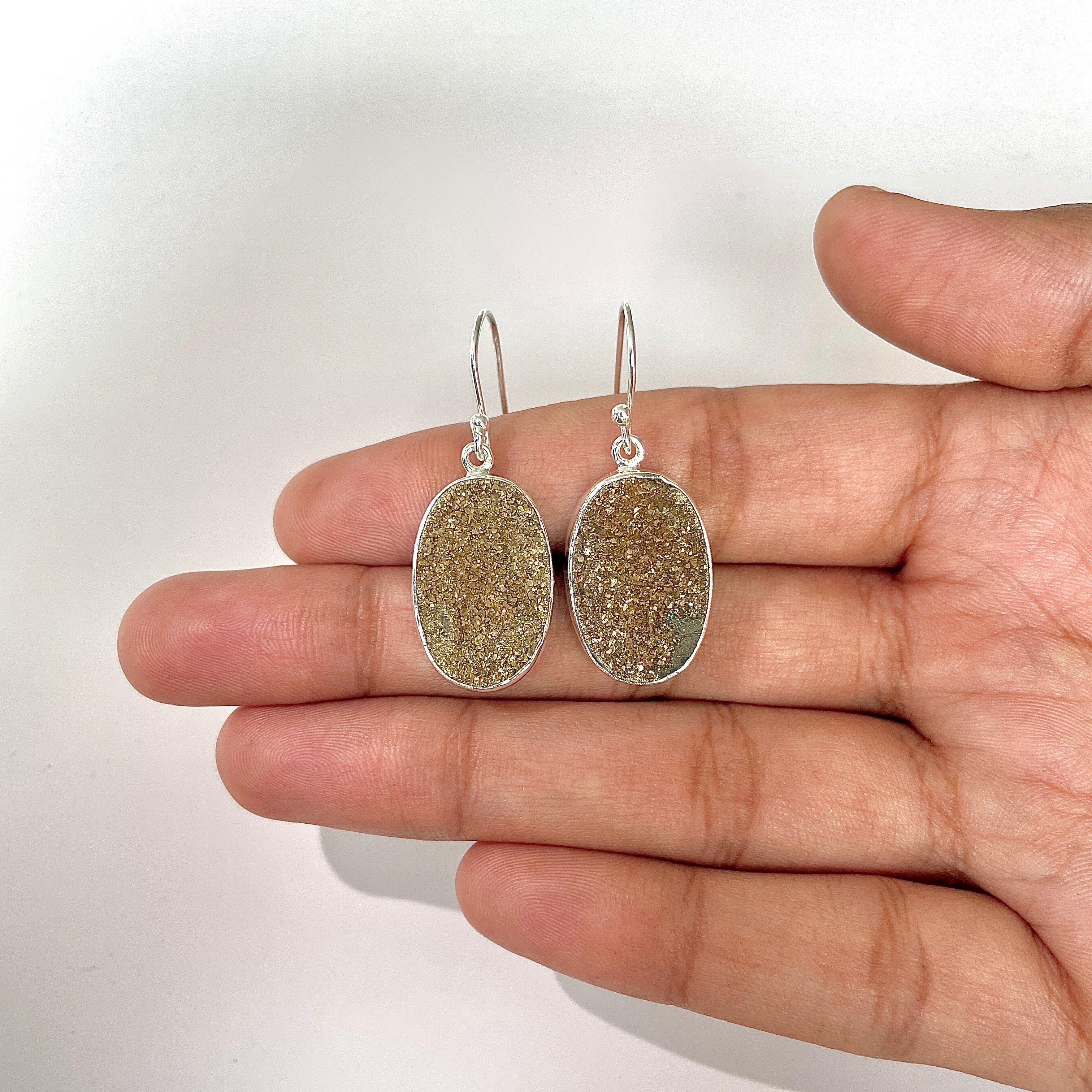 Spectropyrite Druzy Earring-(SPD-3-6)