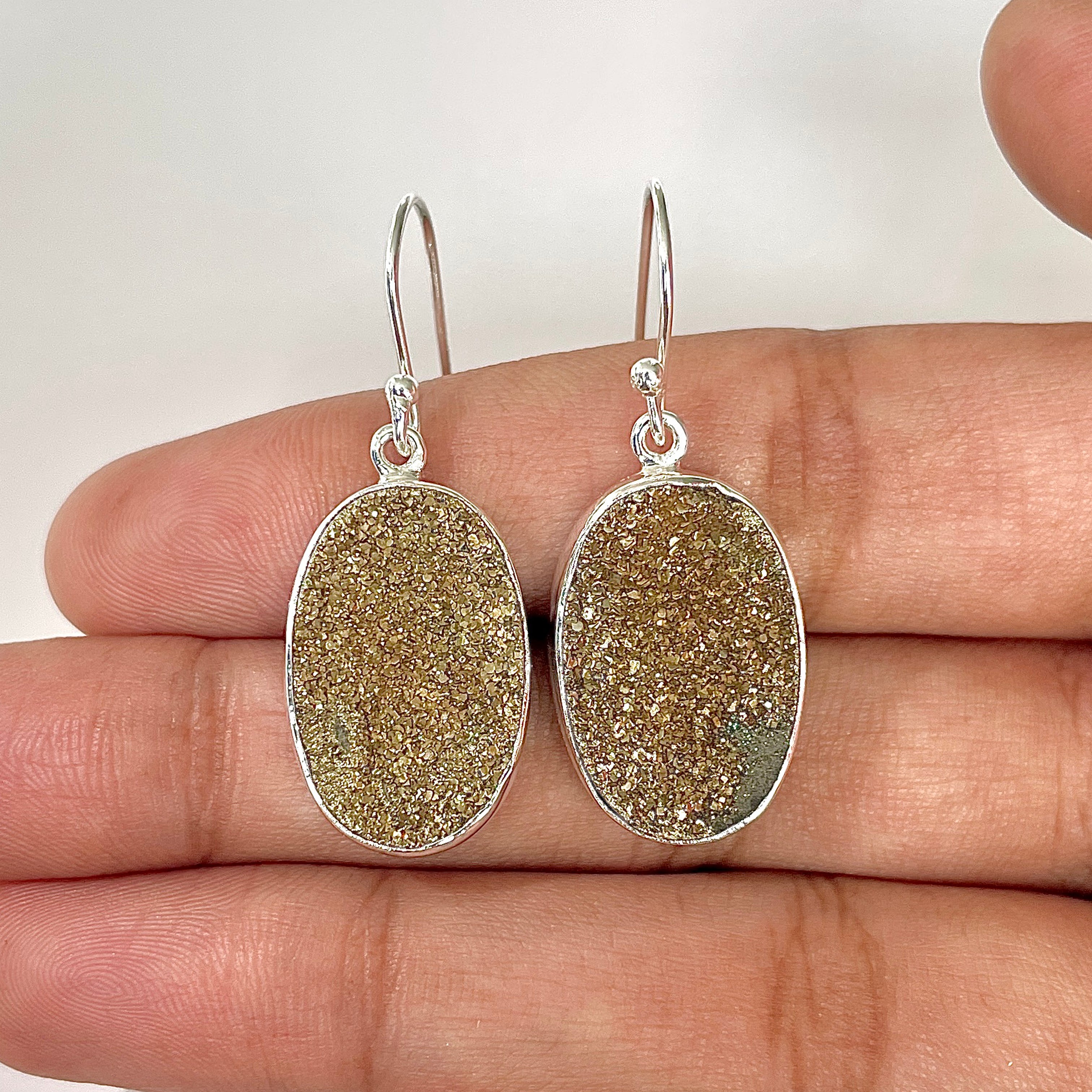 Spectropyrite Druzy Earring-(SPD-3-6)