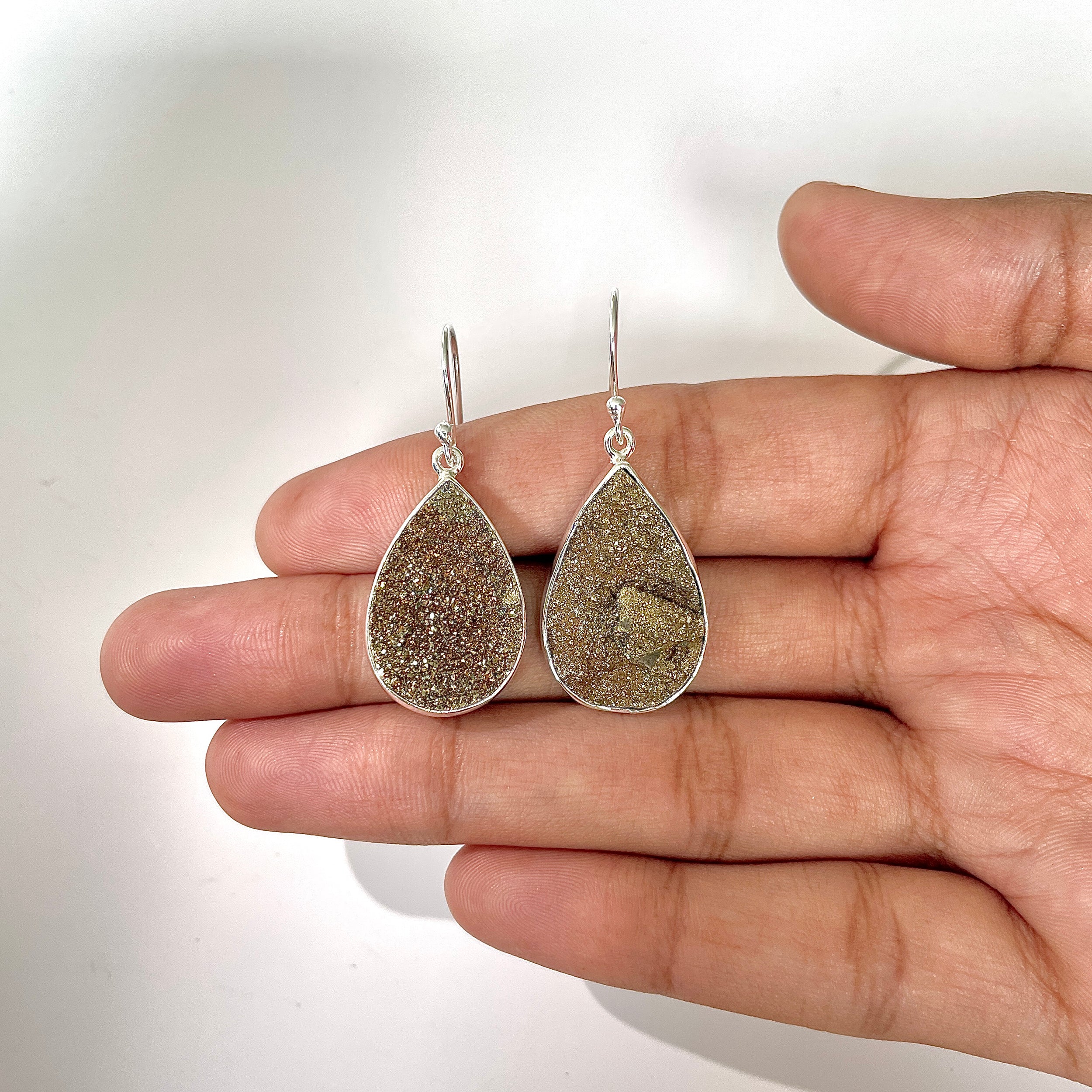 Spectropyrite Druzy Earring-(SPD-3-7)