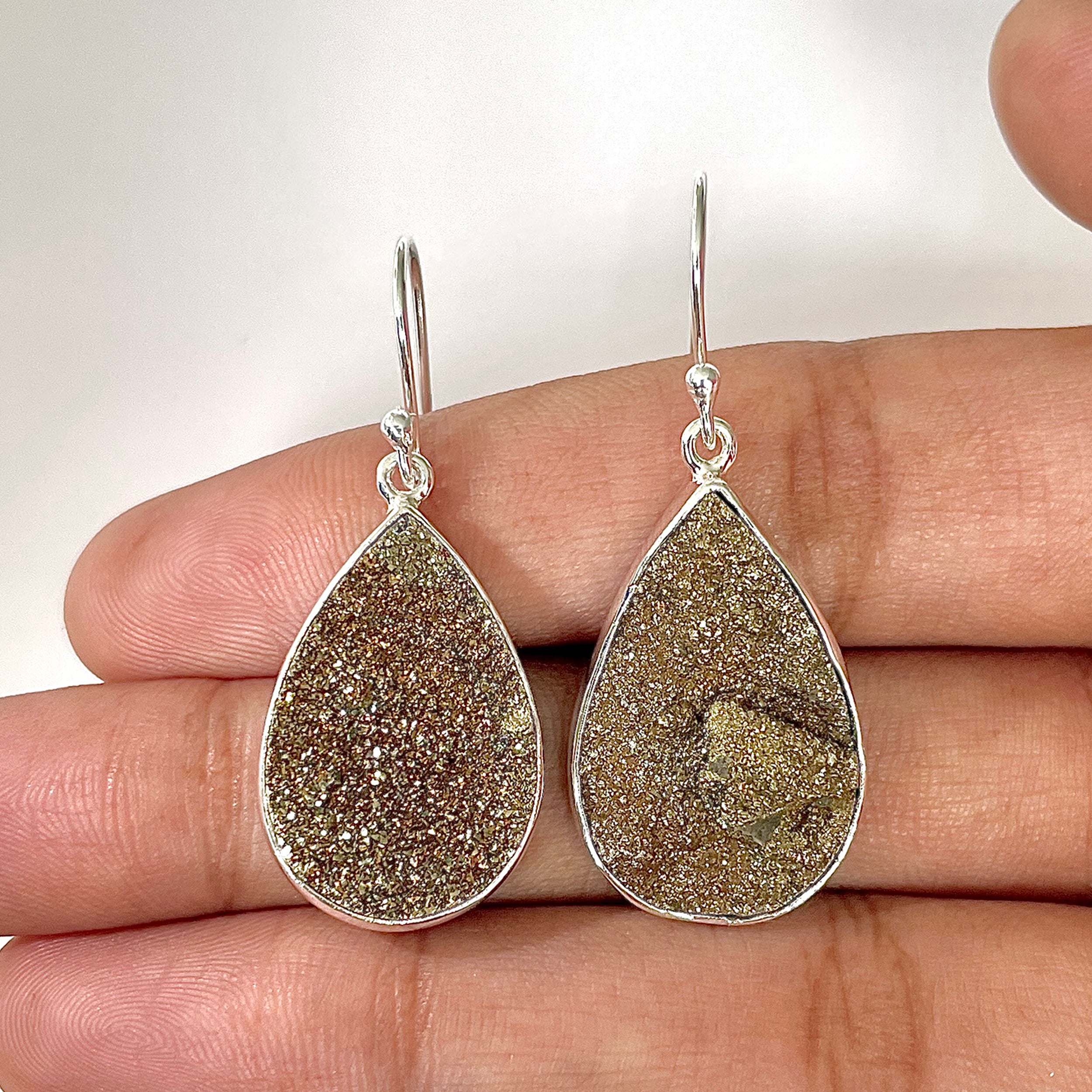 Spectropyrite Druzy Earring-(SPD-3-7)