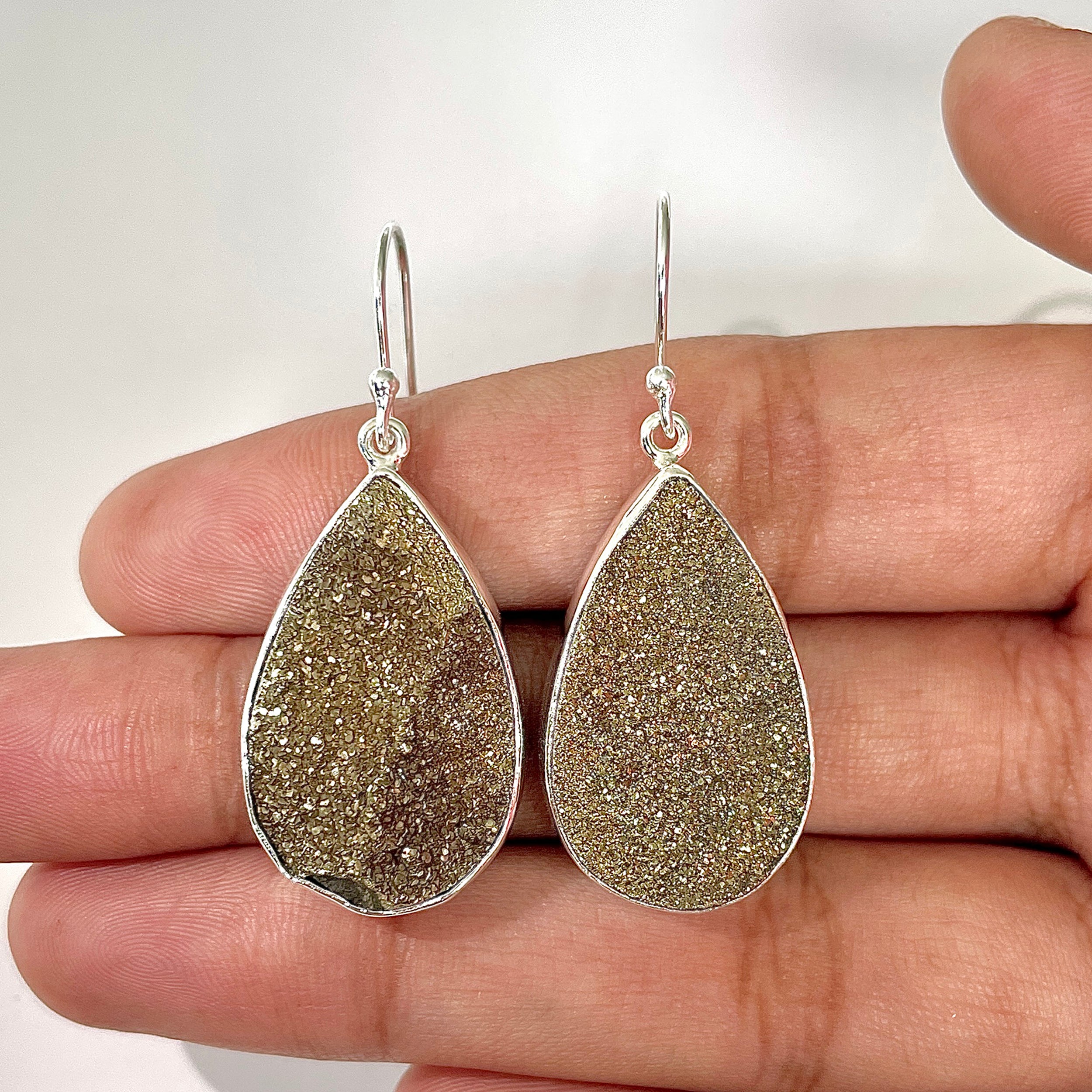 Spectropyrite Druzy Earring-(SPD-3-8)